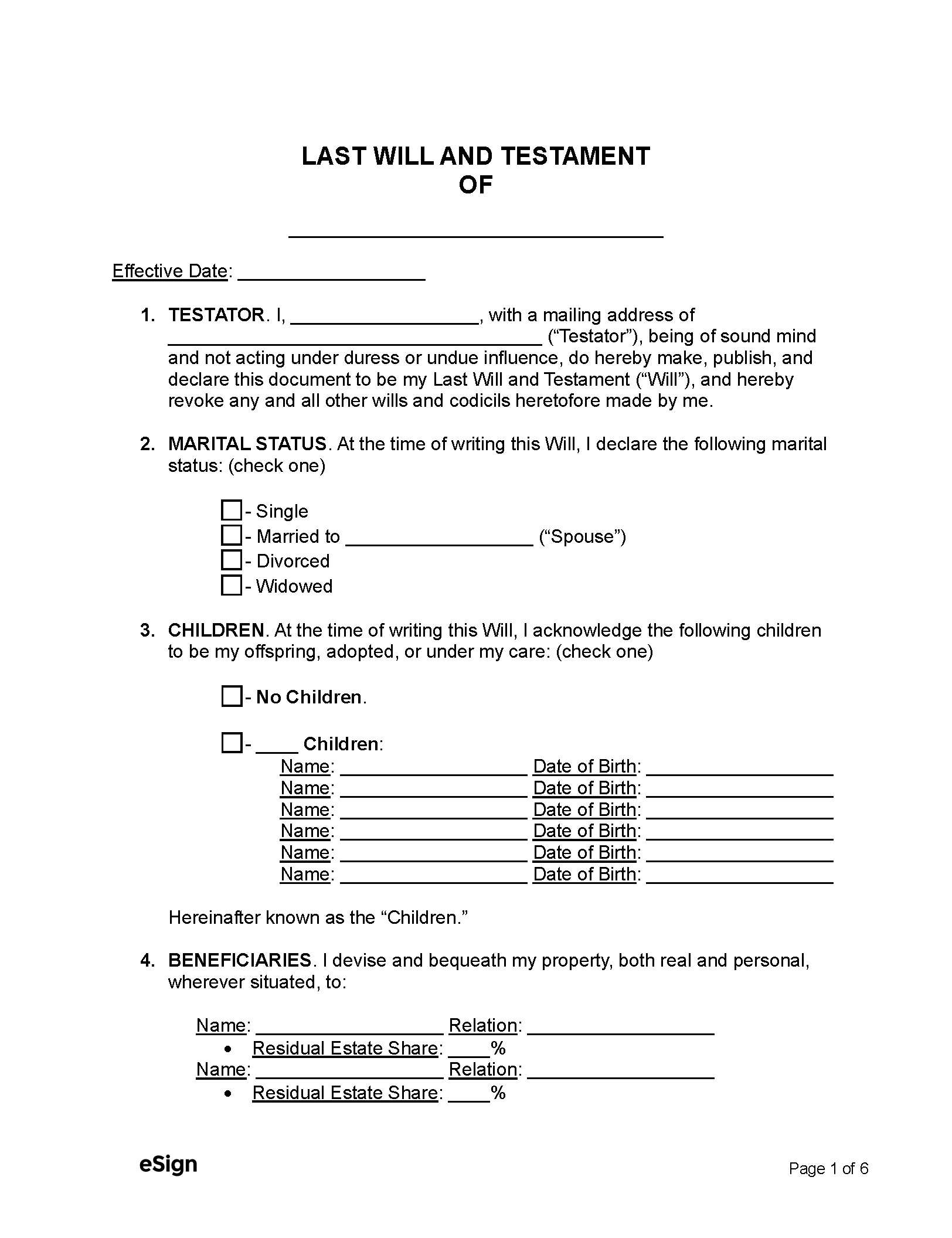 Free Last Will And Testament Template Templates (2) | Pdf | Word with regard to Free Printable Blank Last Will And Testament