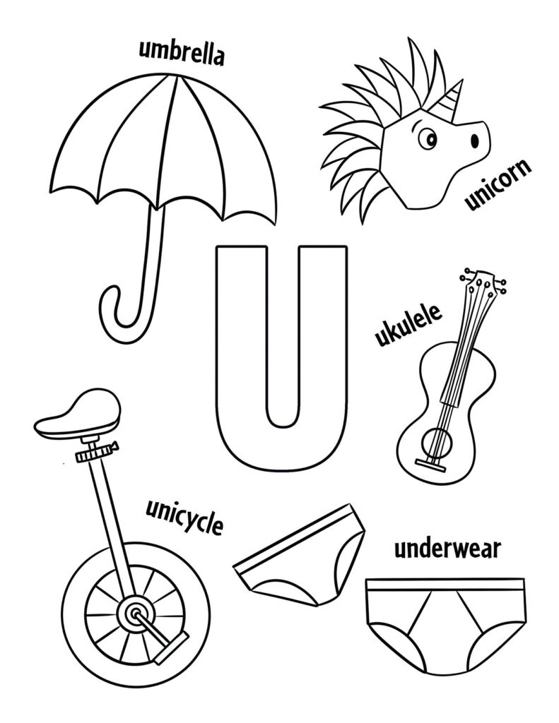 Free Letter U Worksheets For Preschool ⋆ The Hollydog Blog throughout Free Printable Letter U Coloring Pages