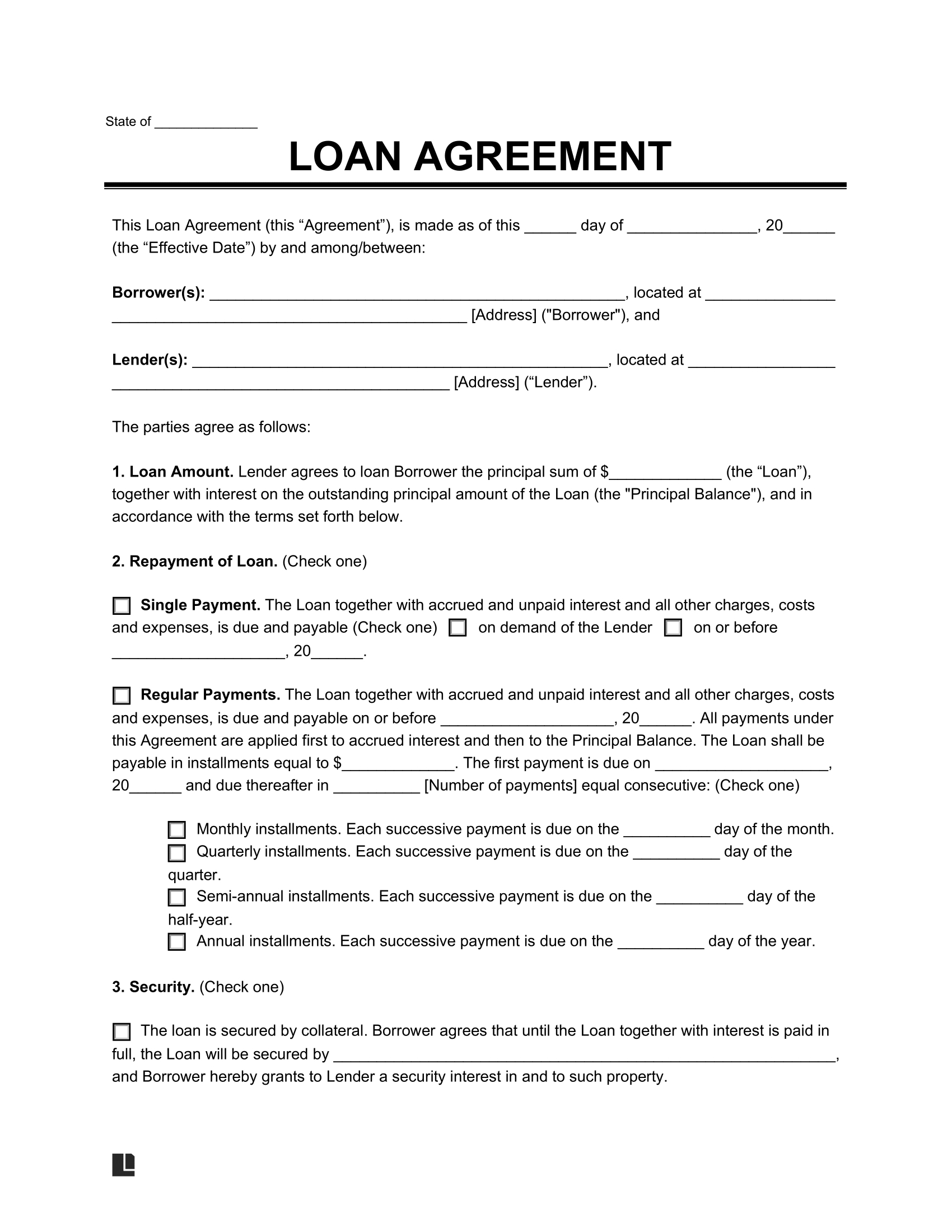 Free Loan Agreement Template | Pdf &amp; Word intended for Free Printable Personal Loan Forms