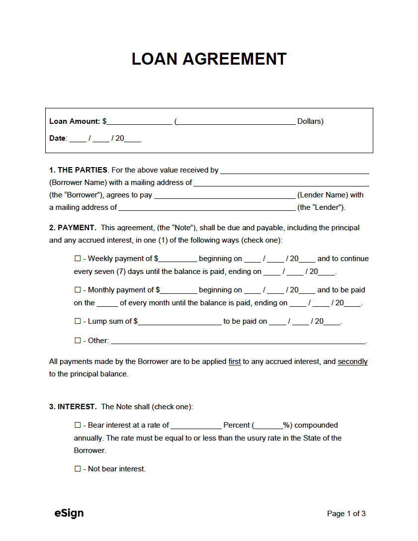Free Loan Agreement Template | Pdf | Word with regard to Free Printable Loan Forms