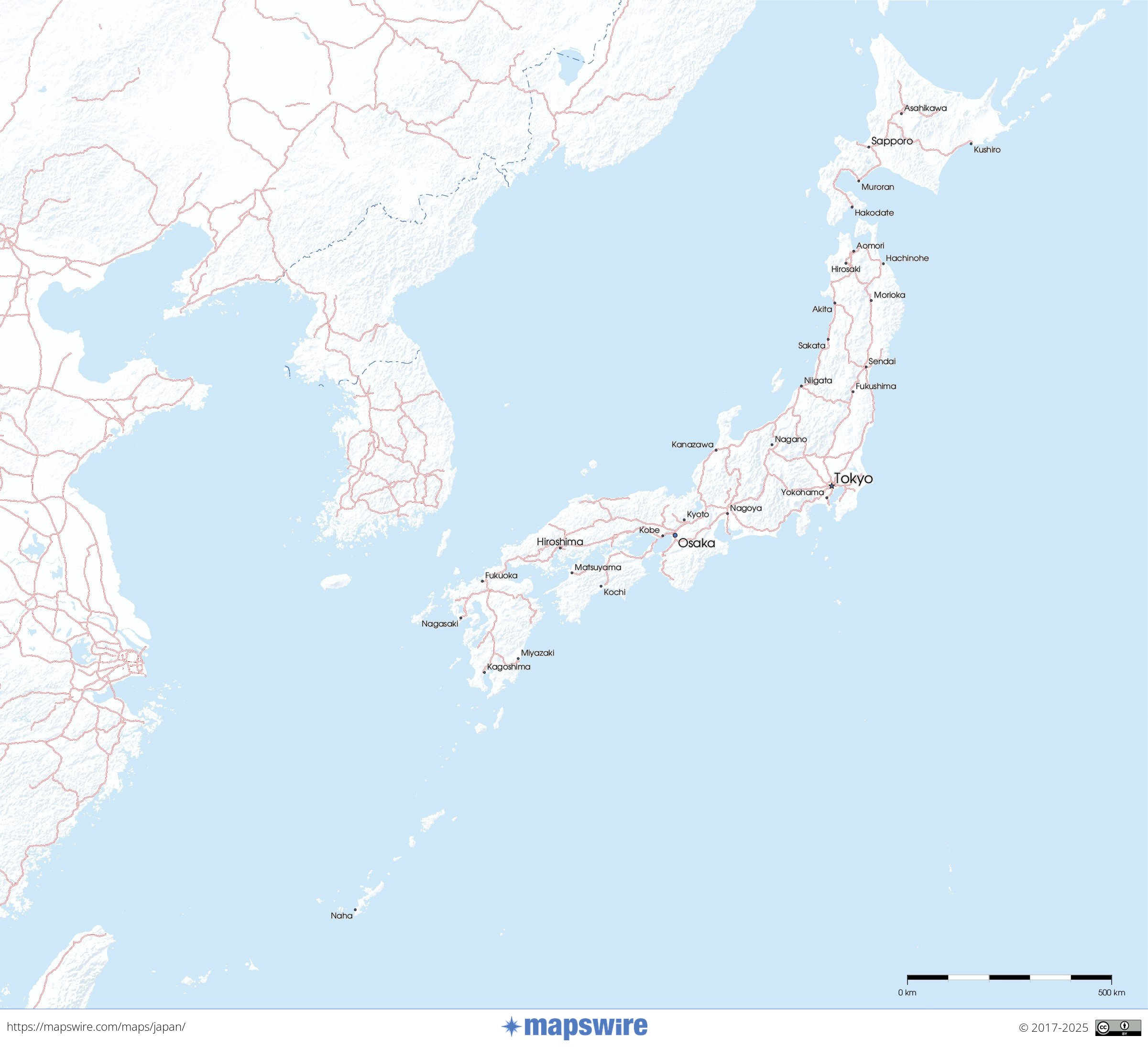 Free Maps Of Japan | Mapswire with regard to Free Printable Map Of Japan