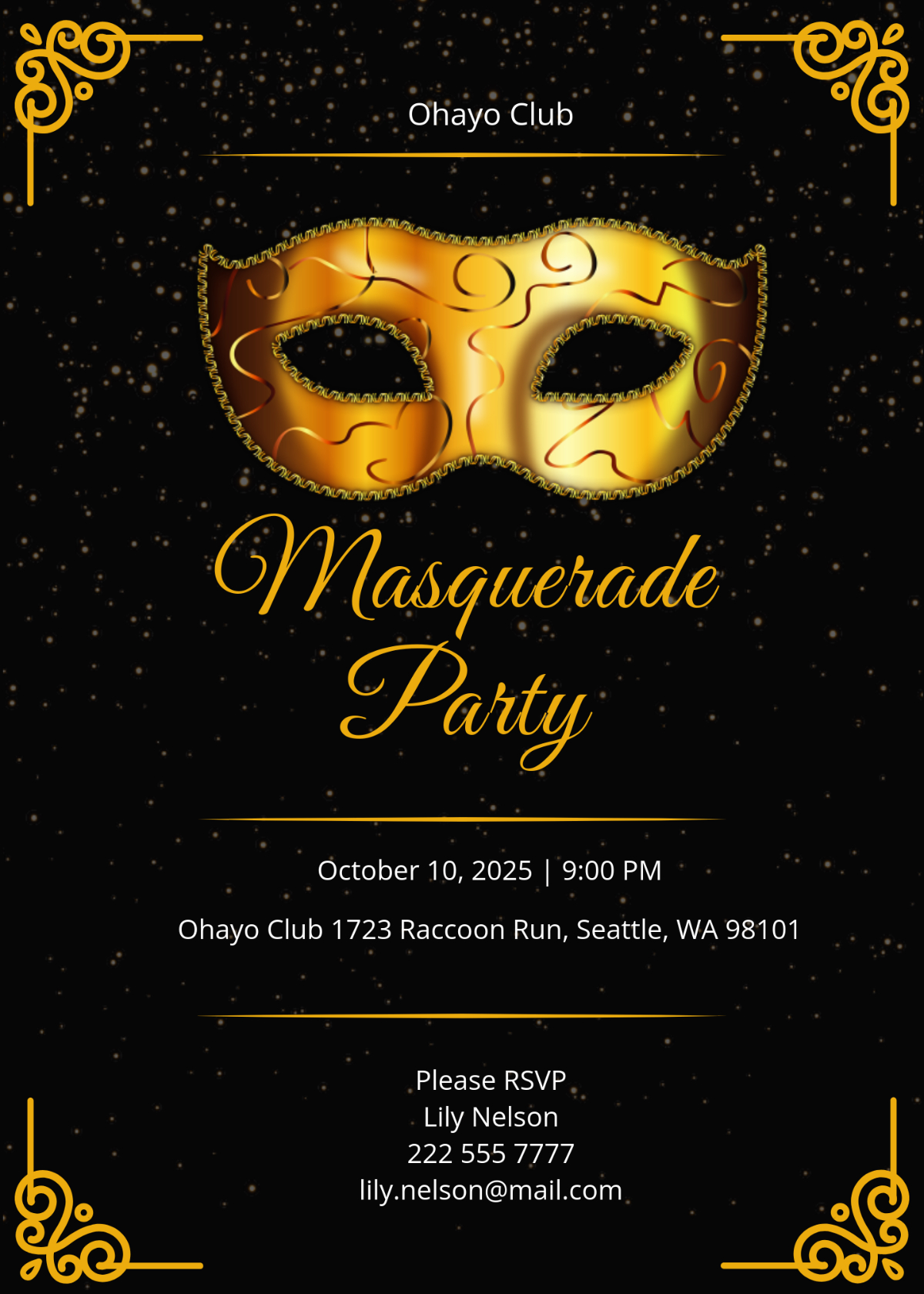 Free Masquerade Party Invitation Template To Edit Online intended for Free Printable Masquerade Birthday Invitations