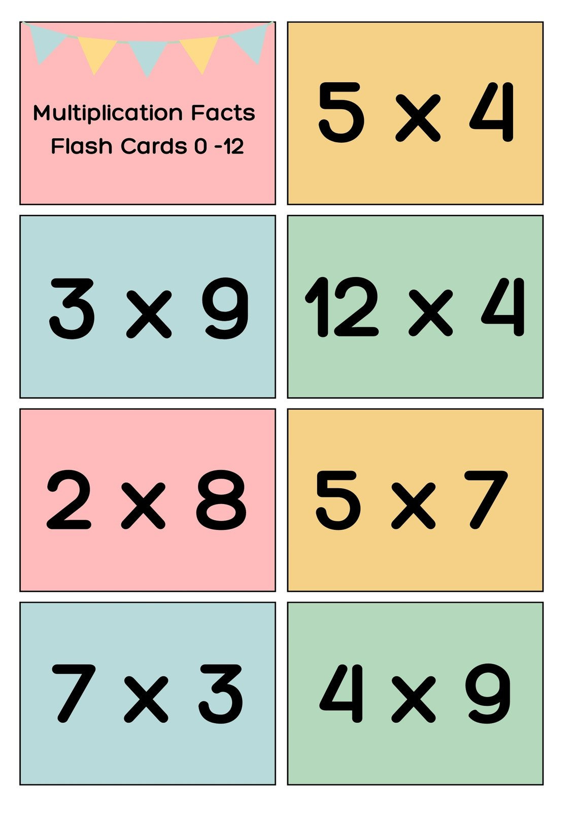 Free Math Flashcard Templates To Edit And Print | Canva with regard to Free Printable Multiplication Flash Cards