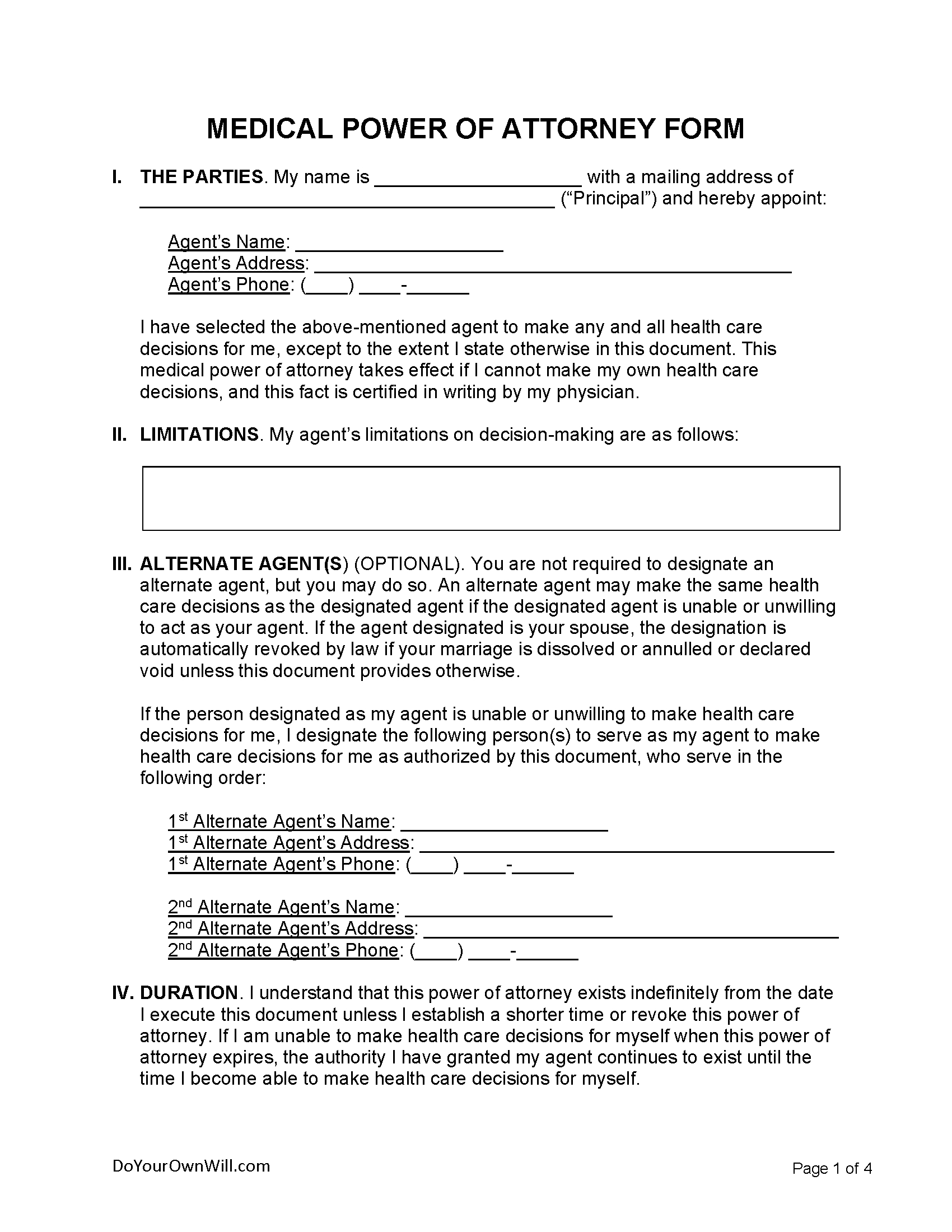 Free Medical Power Of Attorney Form (Mpoa) | Pdf | Word | Odt throughout Free Printable Medical Power Of Attorney