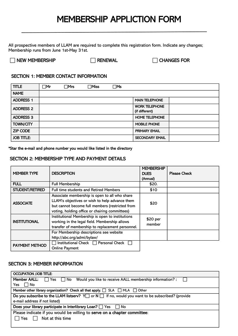 Free Membership Form Templates | What To Include (Examples) in Free Printable Membership Forms