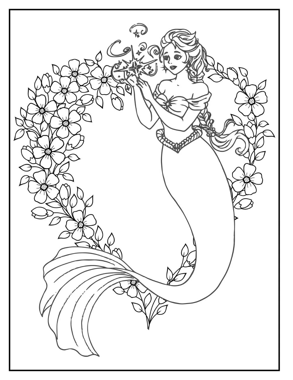 Free Mermaid Coloring Pages For Download (Printable Pdf) in Free Printable Mermaid Coloring Pages For Adults