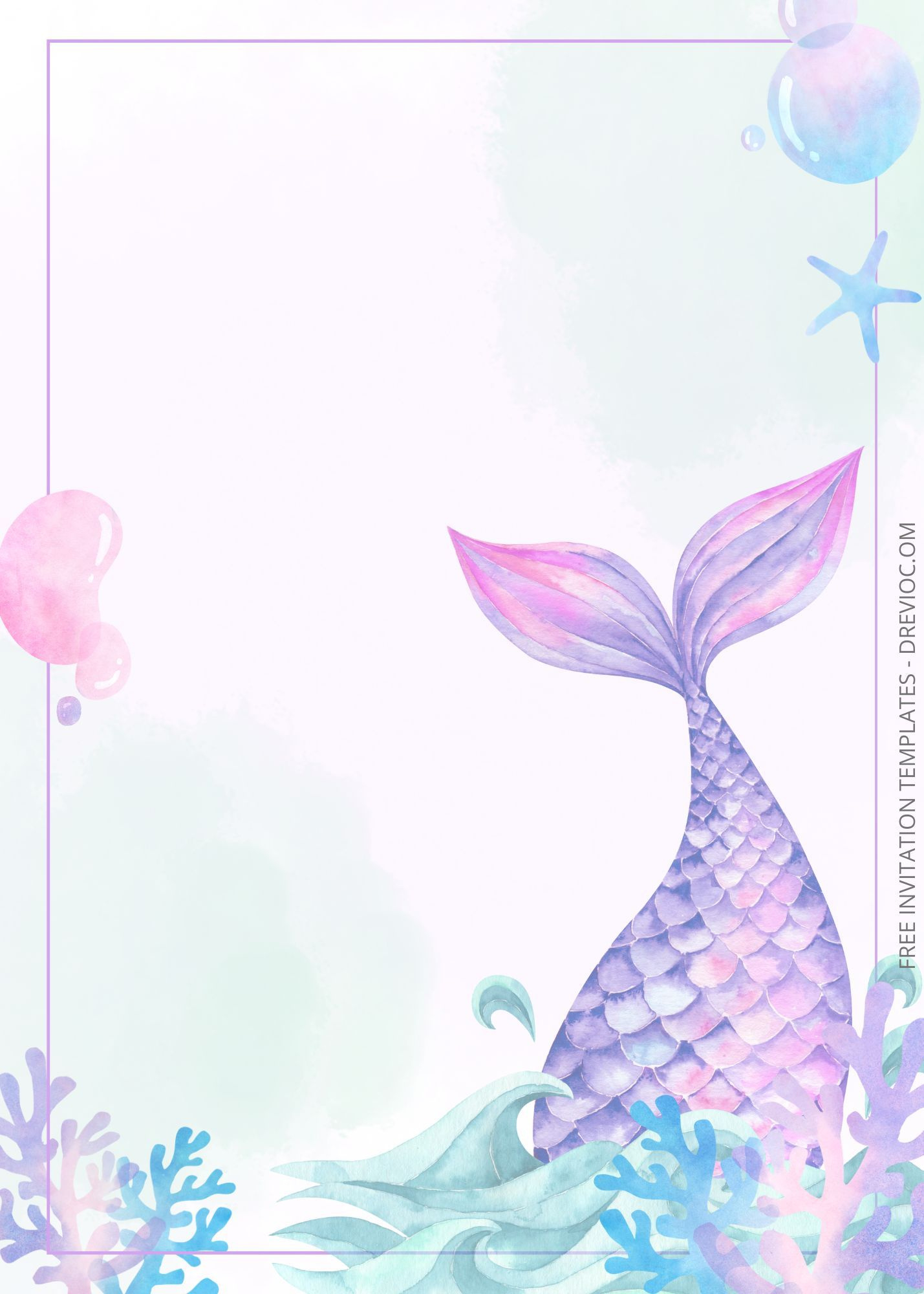 Free Mermaid Tail Birthday Invitation Templates - Worksheets Library with regard to Free Printable Mermaid Invitations
