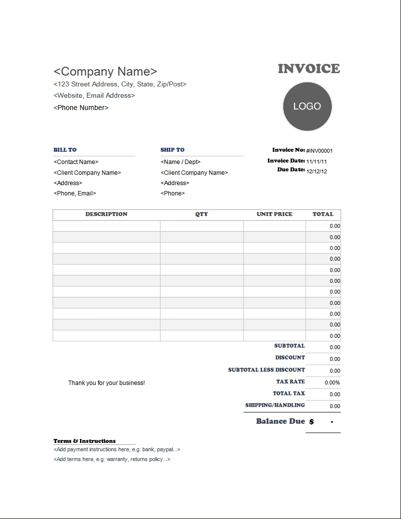 Free Microsoft Word Invoice Templates inside Invoice Templates Printable Free Word Doc