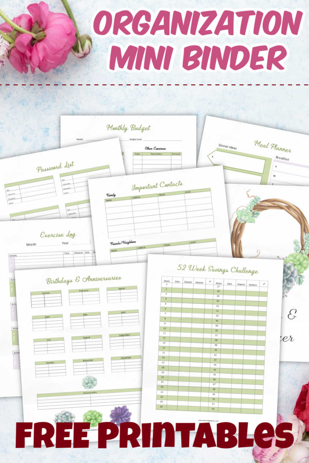 Free Mini Organizational Binder Printable 7 Page | Planner - Savor intended for Mini Binder Free Printables