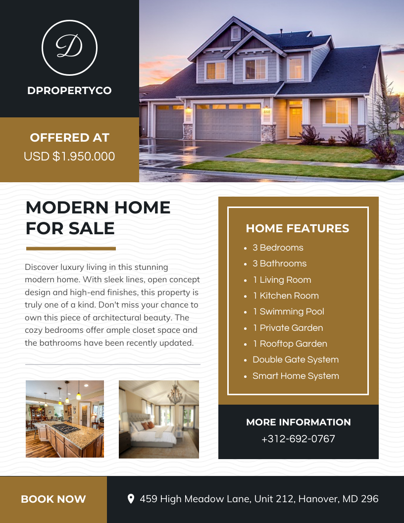 Free Modern Home For Sale Real Estate Flyer Template - Venngage intended for Free Printable Real Estate Flyer Templates