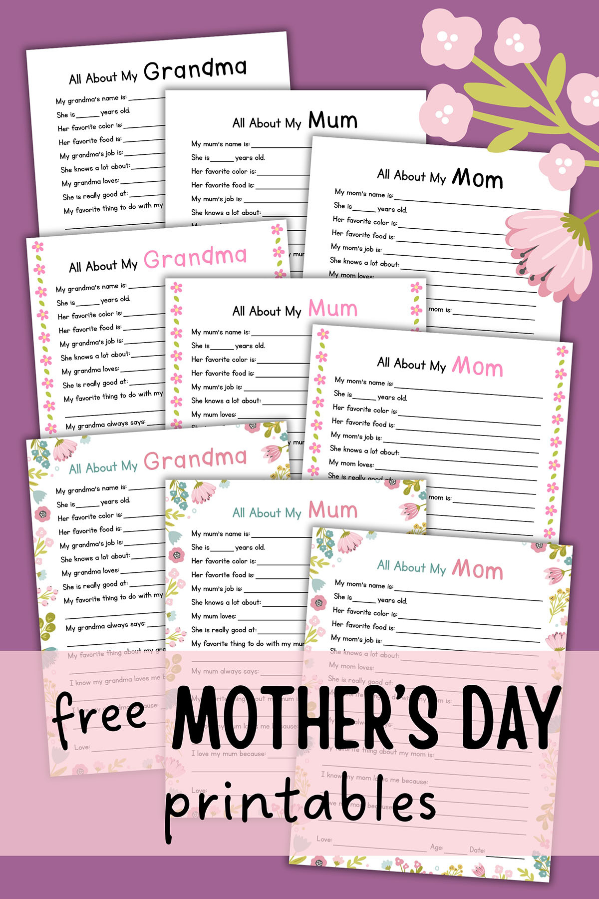 Free Mom &amp;amp; Grandma Questionnaires For Mother&amp;#039;S Day - Mom In Pajamas in Free Printable Mothers Day Questions