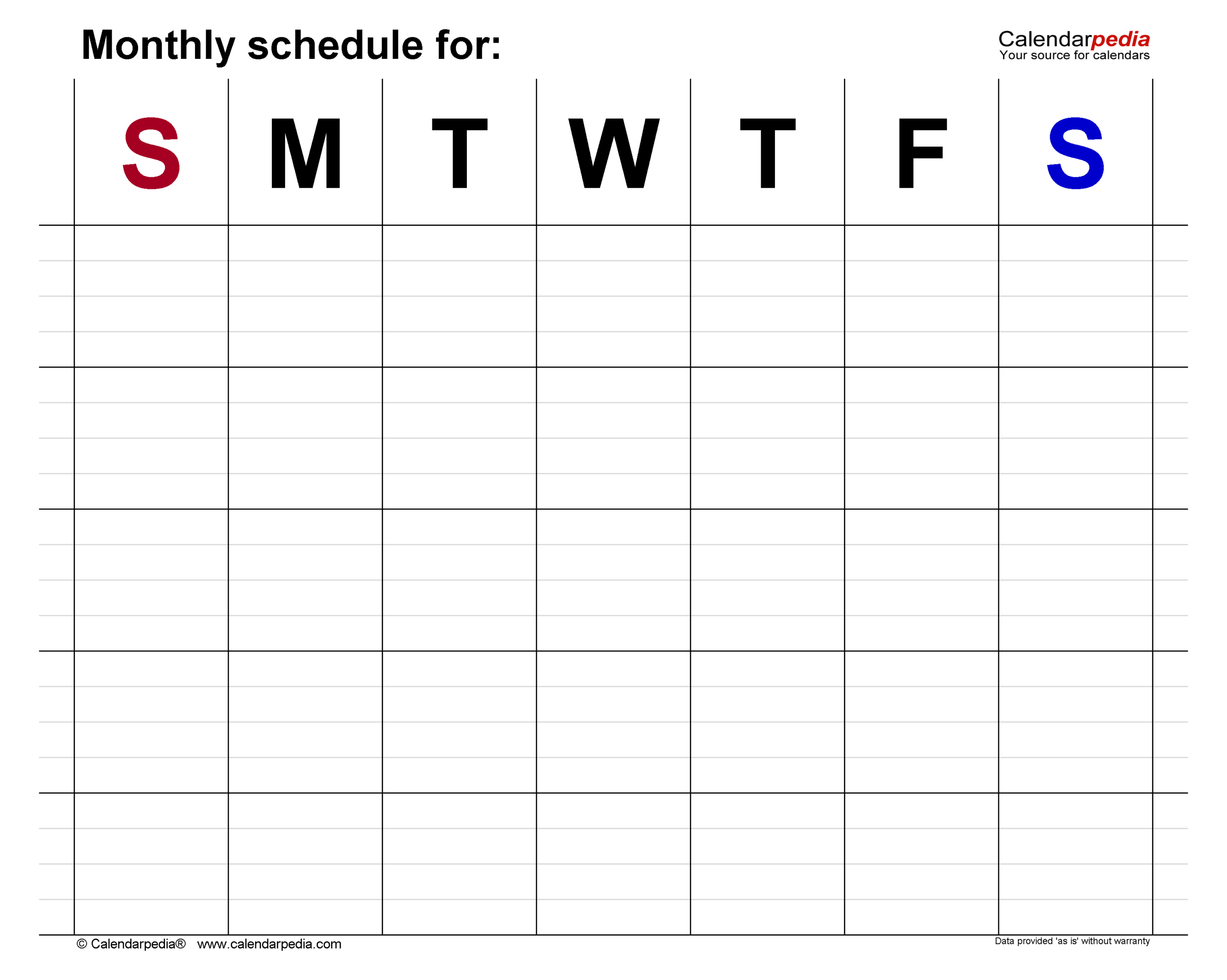 Free Monthly Schedules In Pdf Format - 22 Templates with Free Printable Monthly Work Schedule Template