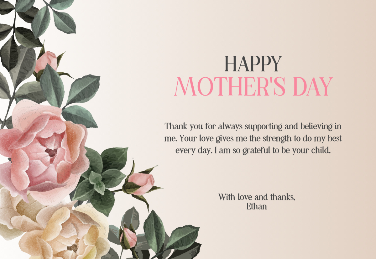 Free Mother&amp;#039;S Day Card From Students Template To Edit Online with Make Mother Day Card Online Free Printable