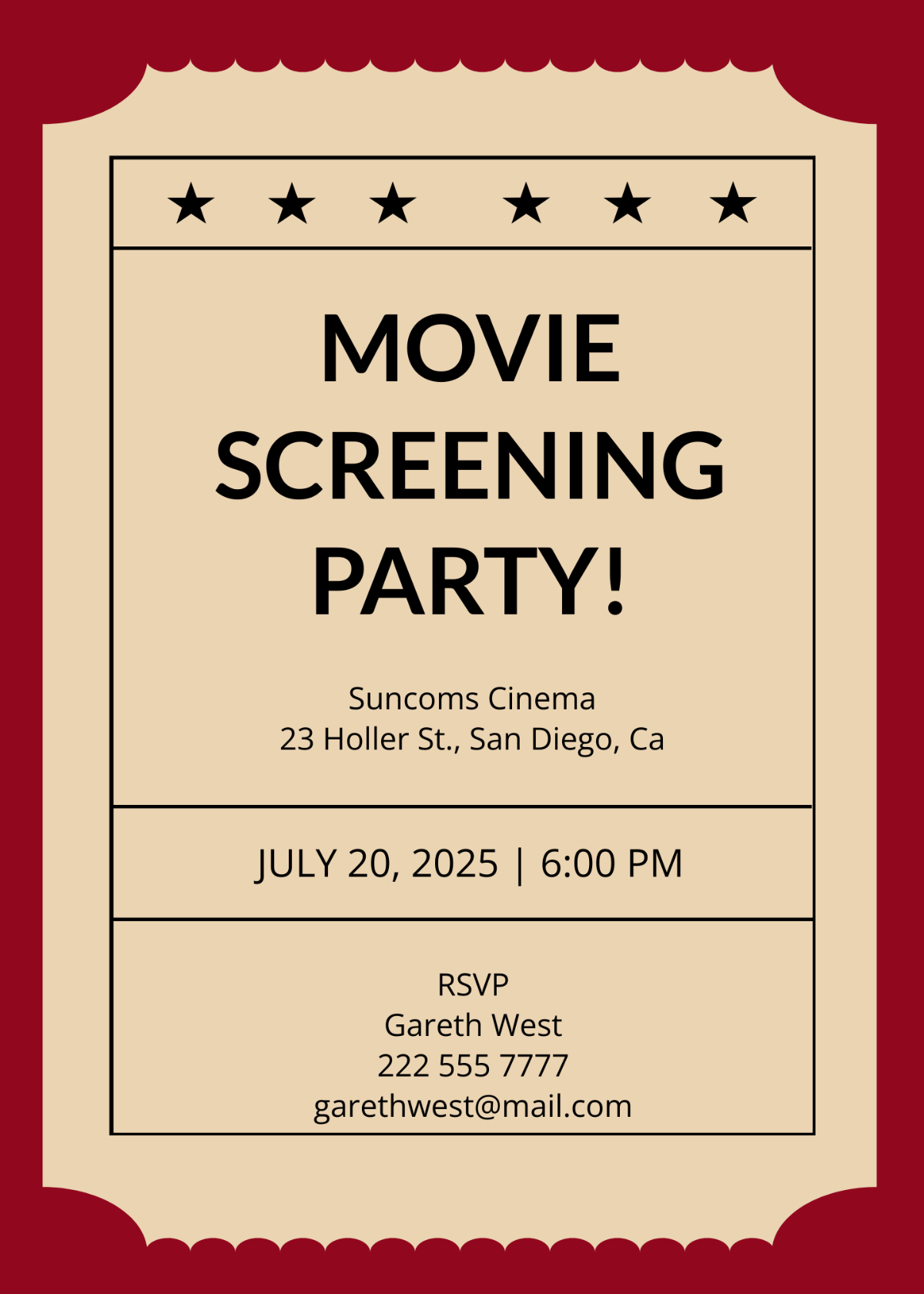 Free Movie Ticket Templates, Editable And Printable pertaining to Free Printable Movie Ticket Birthday Party Invitations