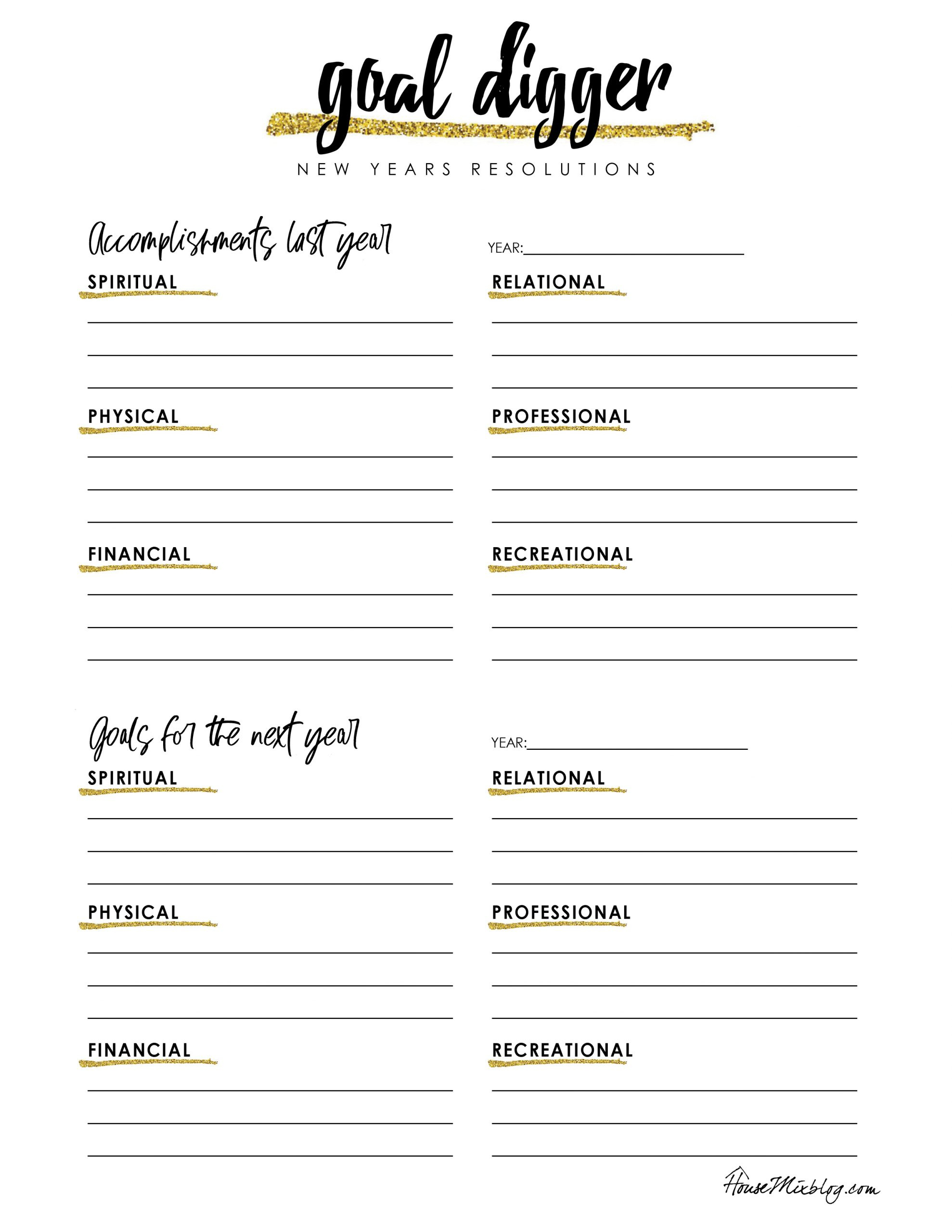 Free New Years Resolutions Printable Worksheet – Lets Live And within Free New Year's Resolution Printables