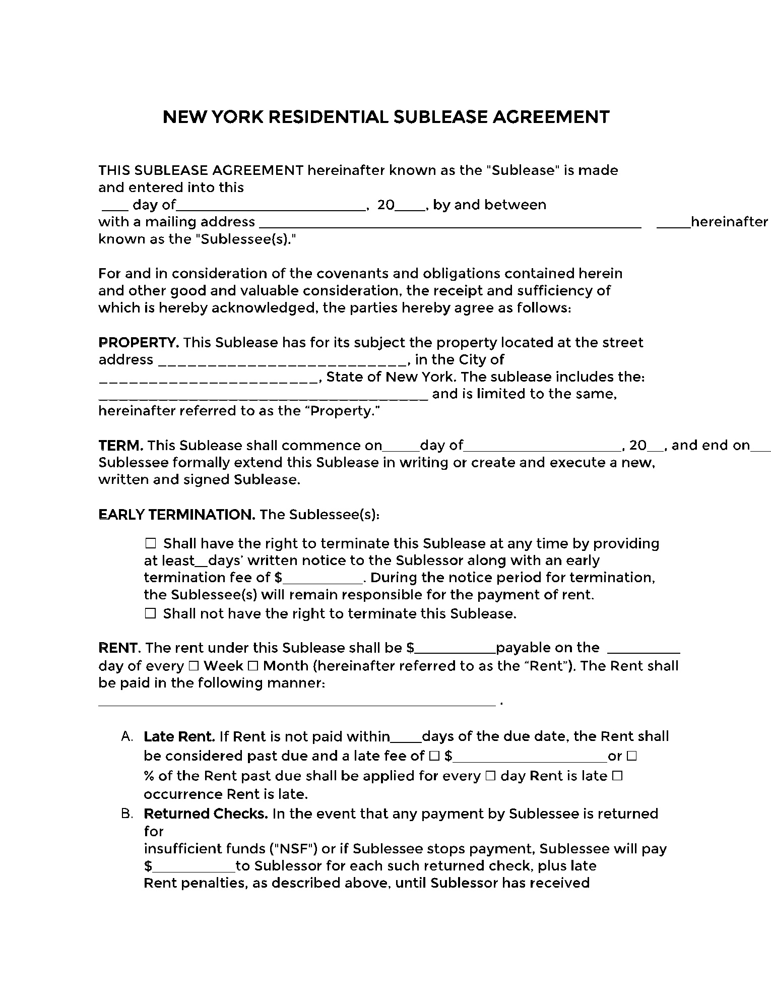 Free New York Residential Lease Agreement (Pdf Sample) within Free Printable Lease Agreement Ny
