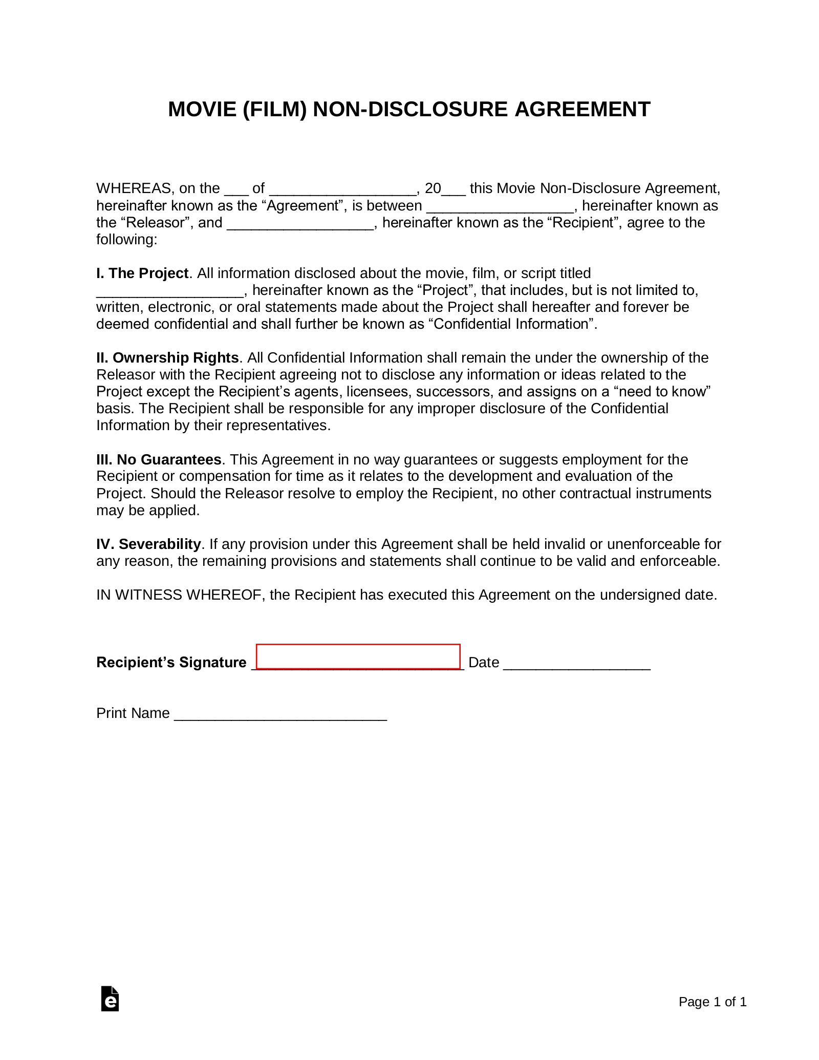 Free Non-Disclosure Agreement (Nda) Templates (21) - Pdf | Word in Free Printable Non Disclosure Agreement Form