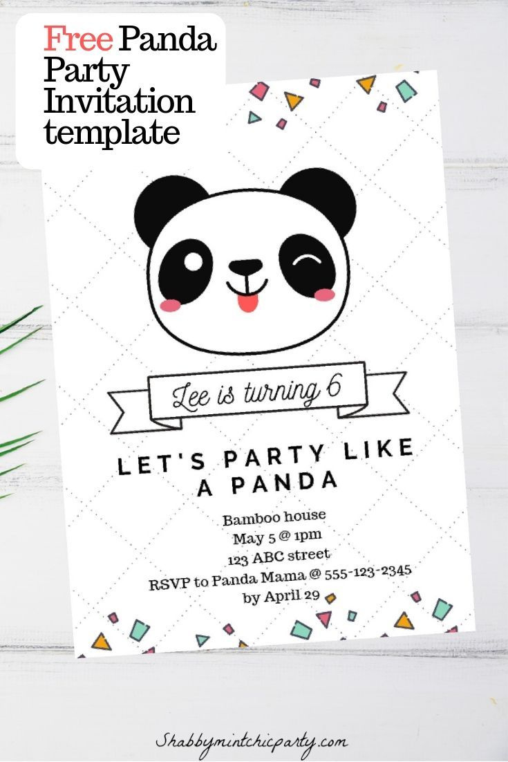 Free Panda Party Invitation Template + Video Tutorial intended for Panda Bear Invitations Free Printable