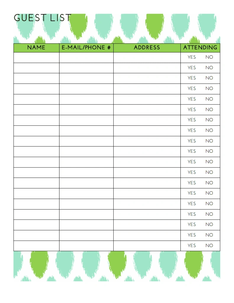 Free Party Guest List Printable – Craftivity Designs with regard to Free Printable Birthday Guest List