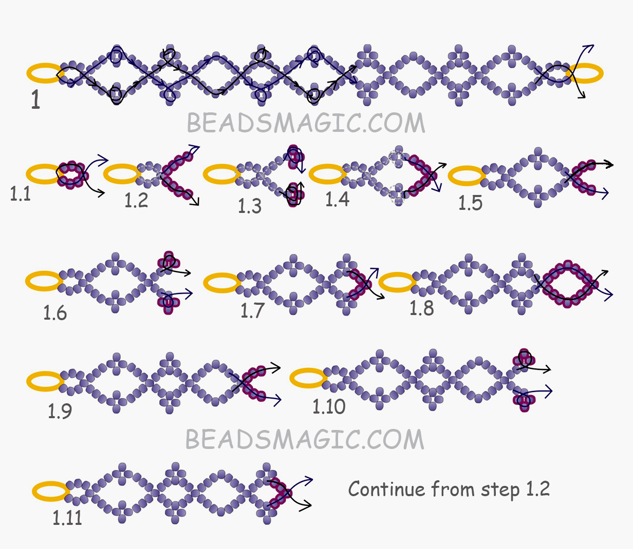Free Pattern For Bracelet Azora | Beads Magic in Free Printable Beading Patterns