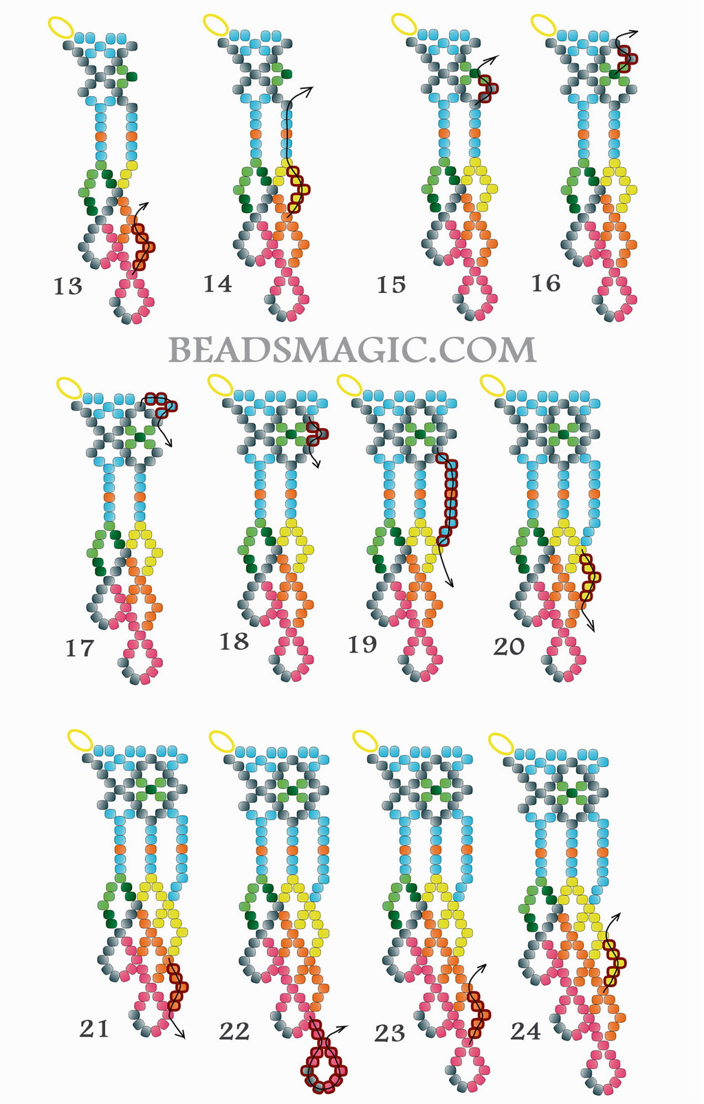 Free Pattern For Native American Necklace Amitola | Beads Magic throughout Free Printable Native American Beading Patterns