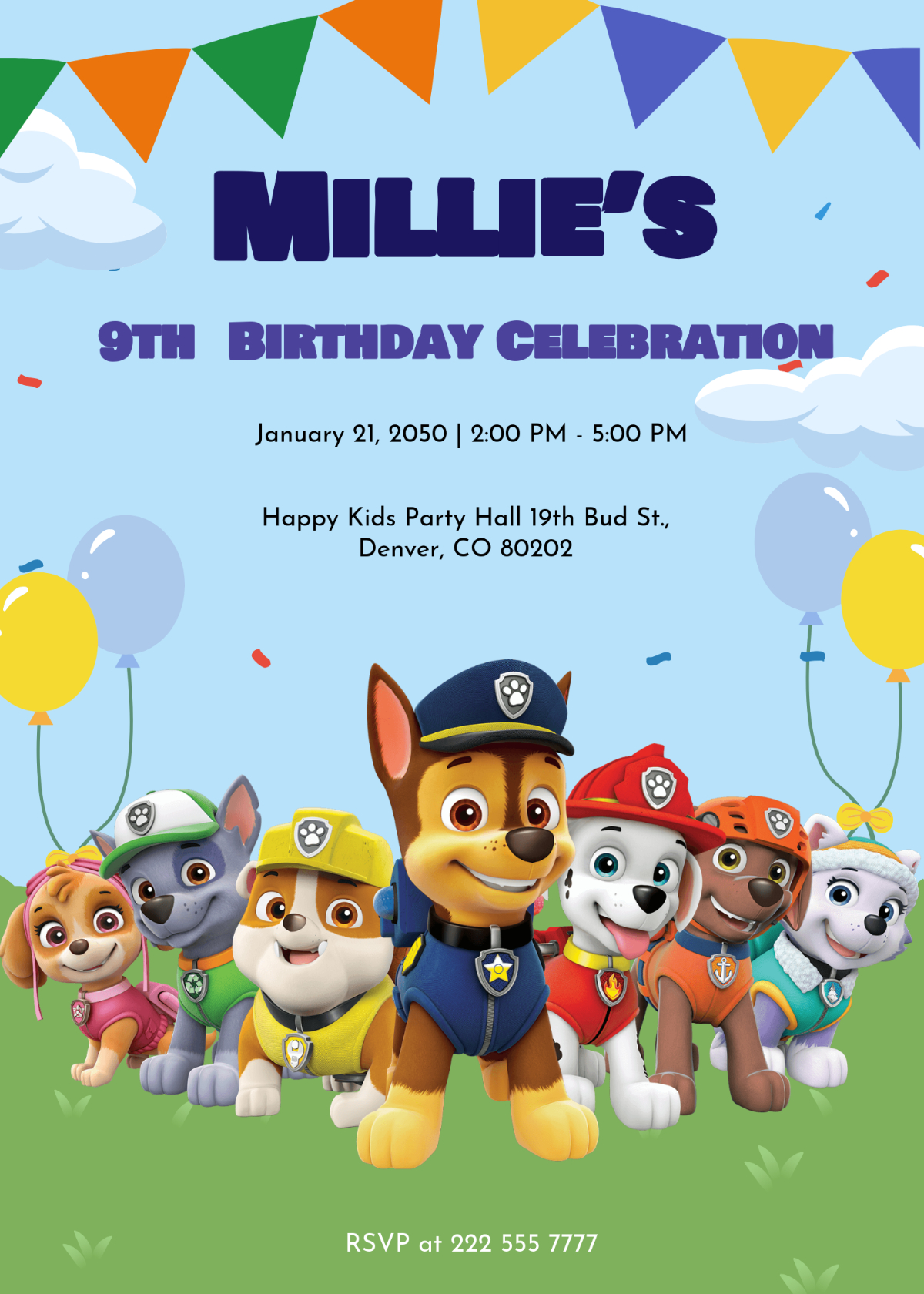 Free Paw Patrol Birthday Party Invitation Template To Edit Online with regard to Paw Patrol Free Printables Invitations