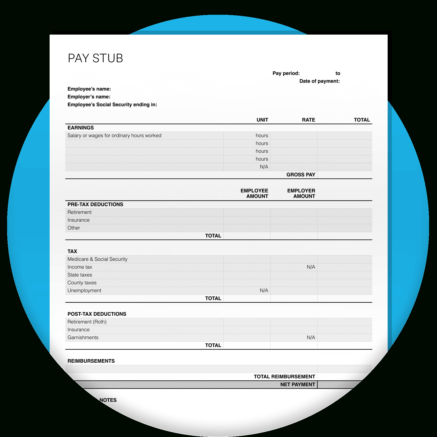 Free Pay Stub Template | Xero Us inside Free Printable Pay Stubs