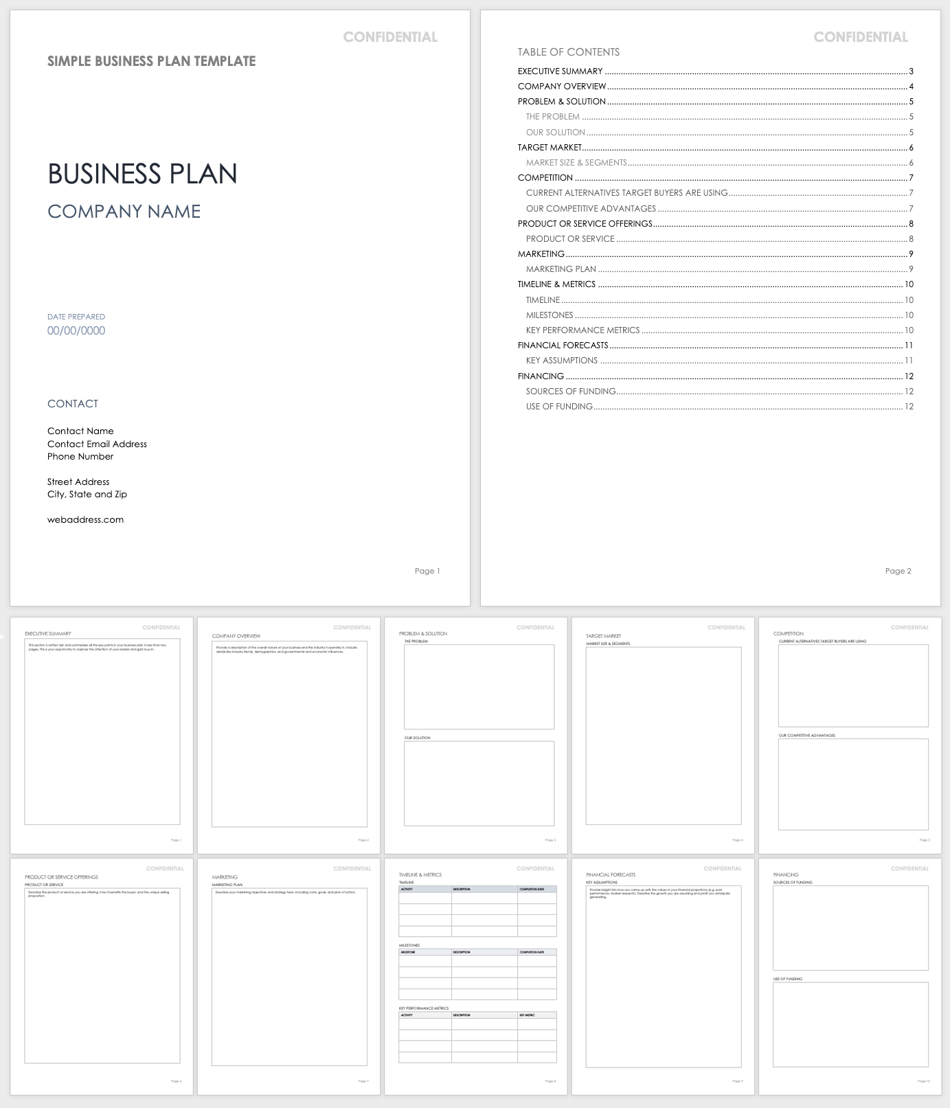 Free Pdf Business Plan Templates | Smartsheet within Free Printable Simple Business Plan Template