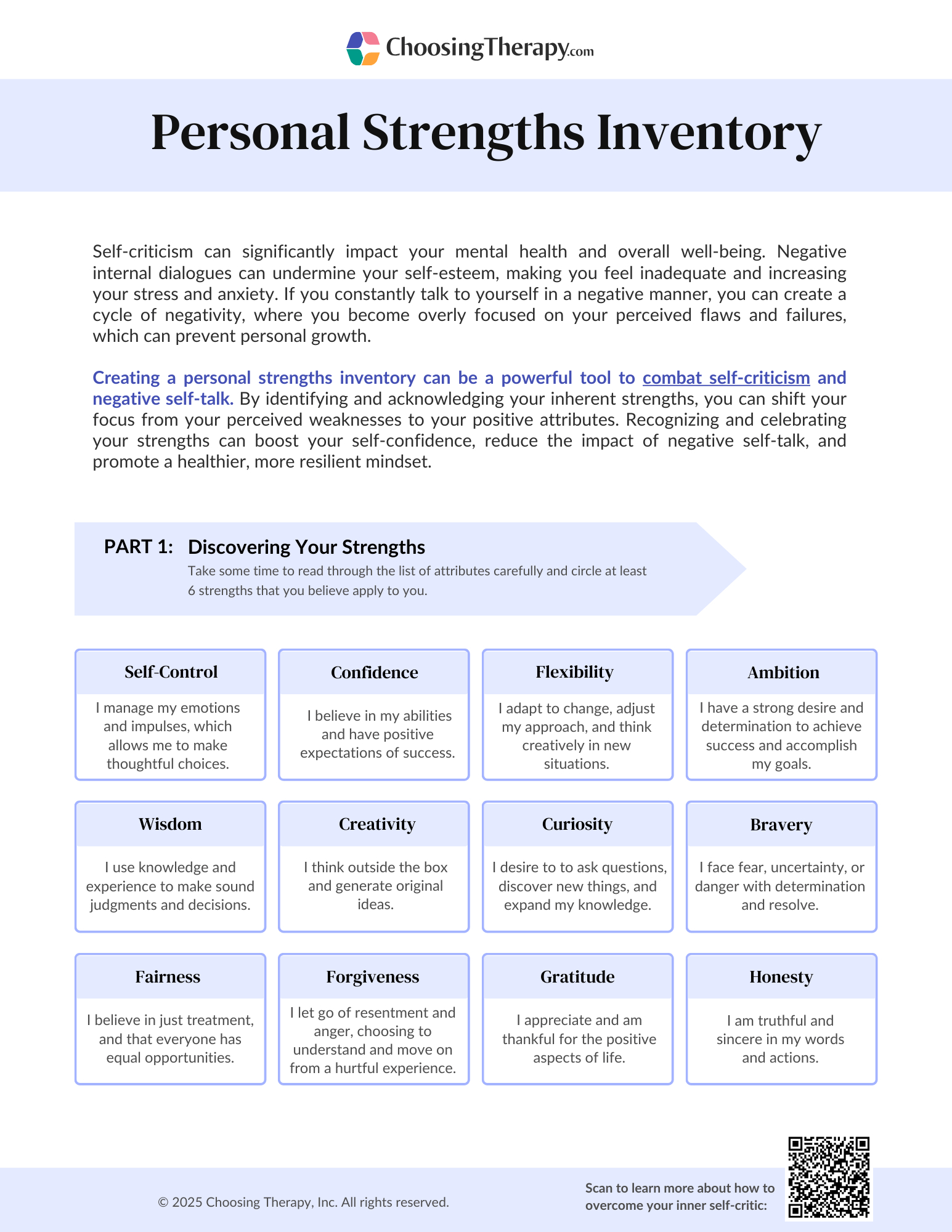 Free Personal Strengths Inventory (Printable Pdf for Free Strong Interest Inventory Test Printable