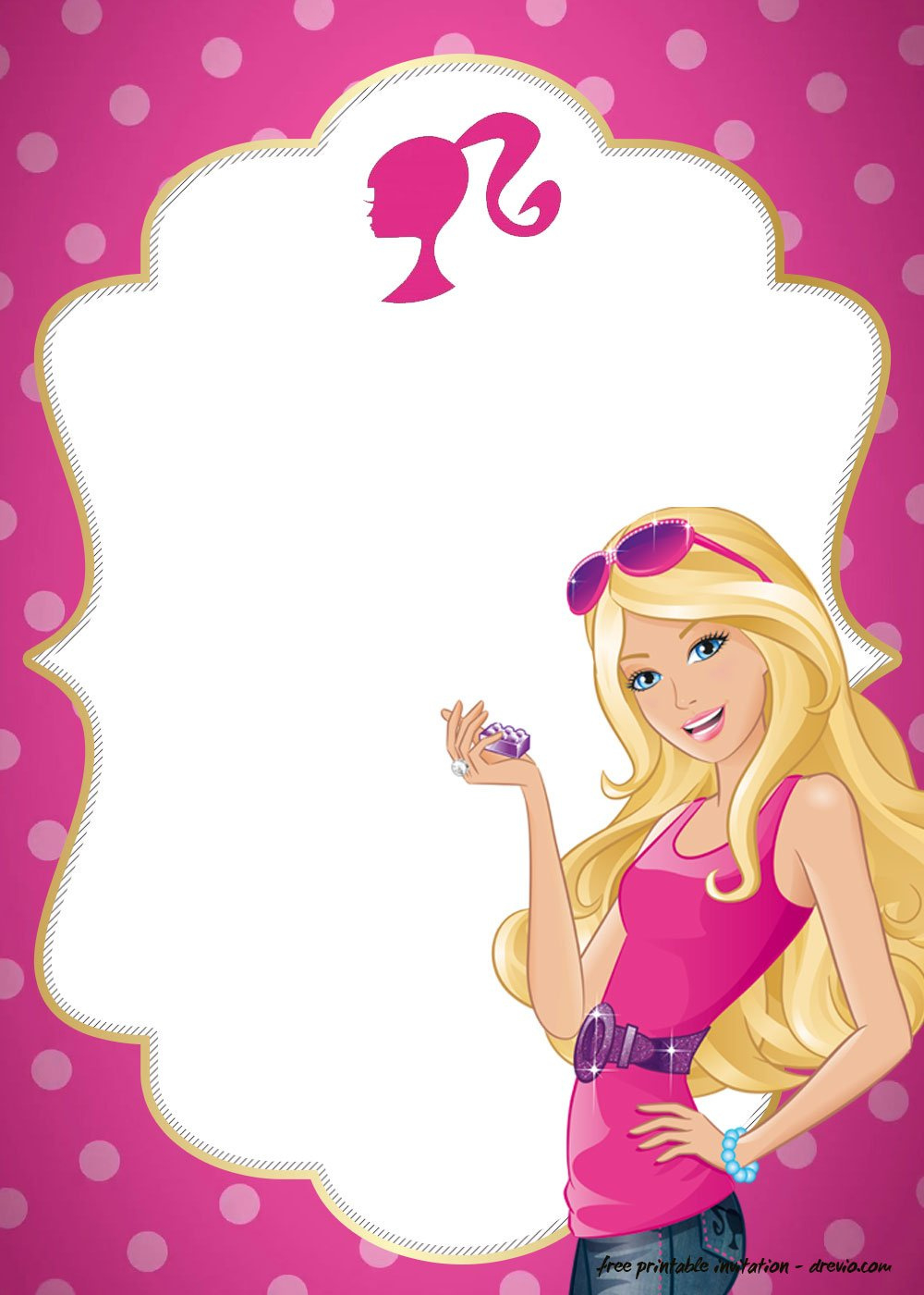 Free Polkadot Pink Barbie Invitation Templates - Drevio : Free And with regard to Free Printable Barbie Birthday Party Invitations