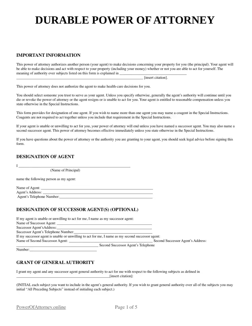Free Power Of Attorney Forms And Pdf Templates with regard to Free Printable Power Of Attorney Forms Online
