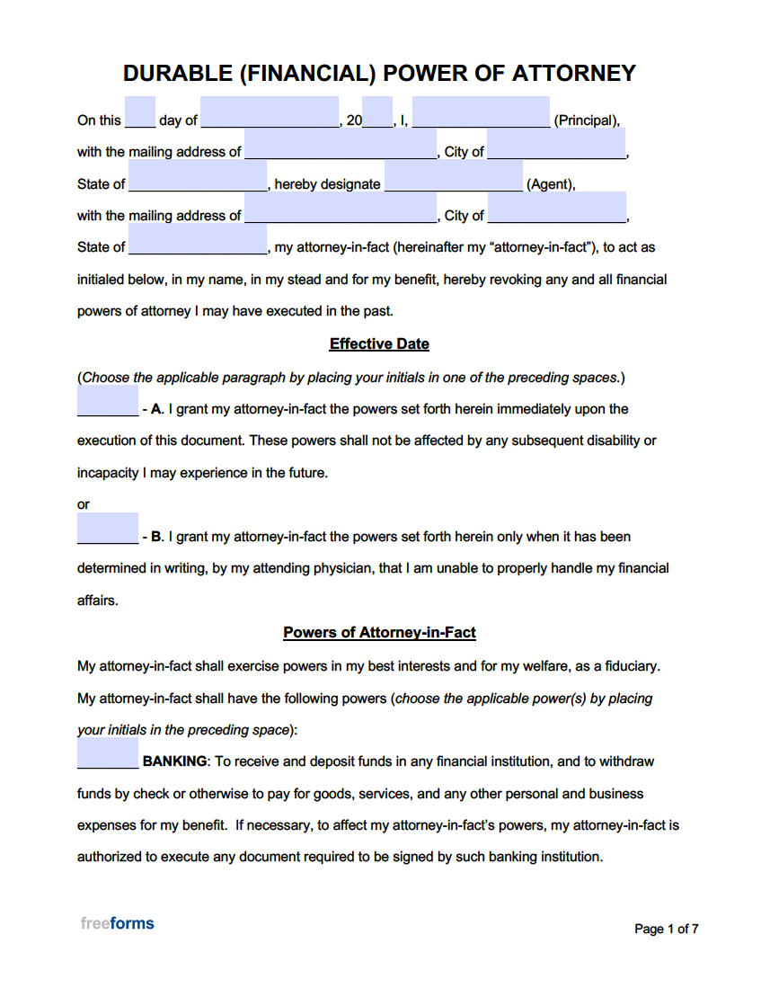 Free Power Of Attorney Forms | Pdf | Word with regard to Free Printable Power Of Attorney