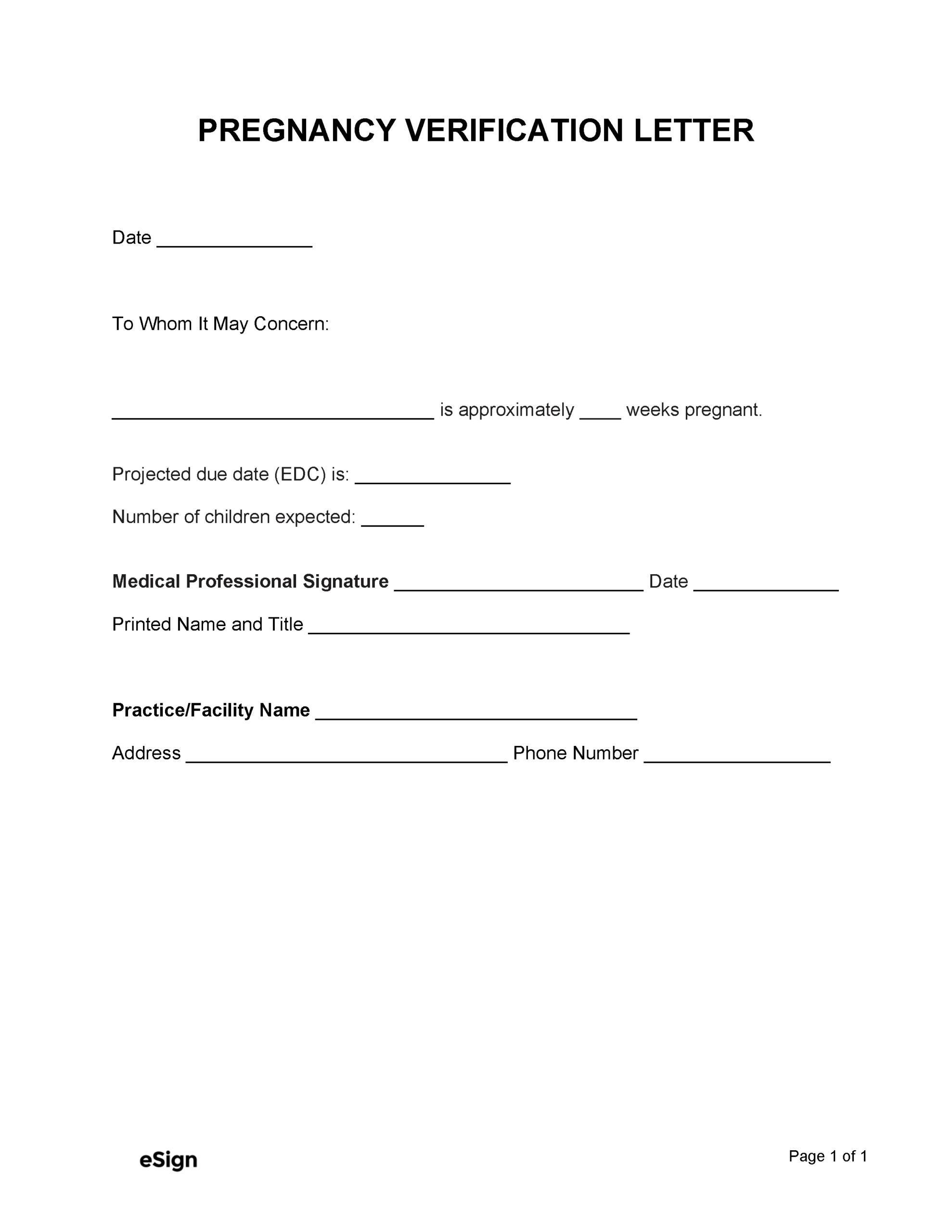 Free Pregnancy Verification Letter | Pdf | Word within Free Printable Fake Pregnancy Papers