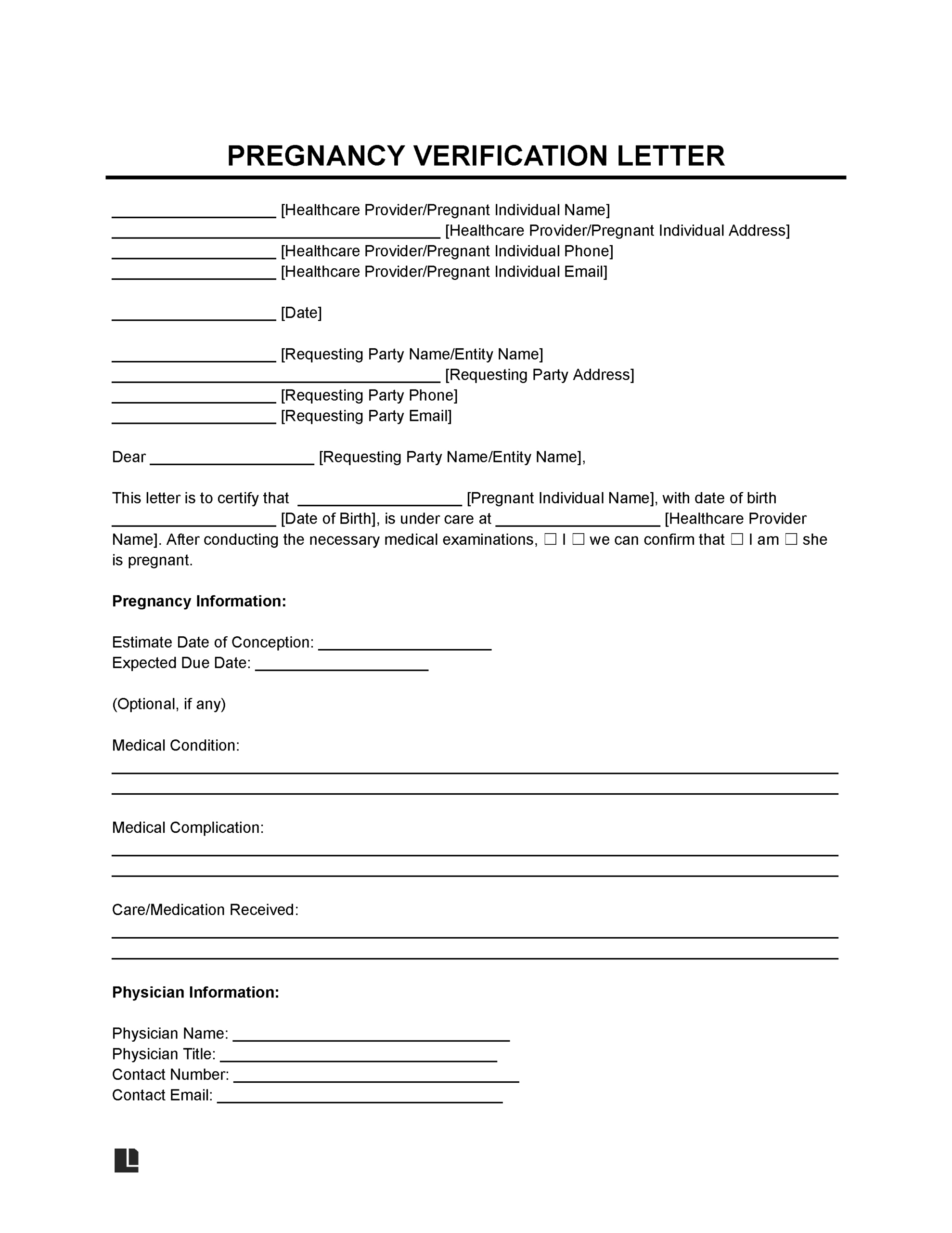 Free Pregnancy Verification Letter Template | Pdf & Word pertaining to Free Printable Fake Pregnancy Papers