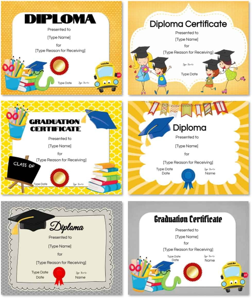 Free Preschool And Kindergarten Graduation Certificate Templates with regard to Free Printable Preschool Diplomas