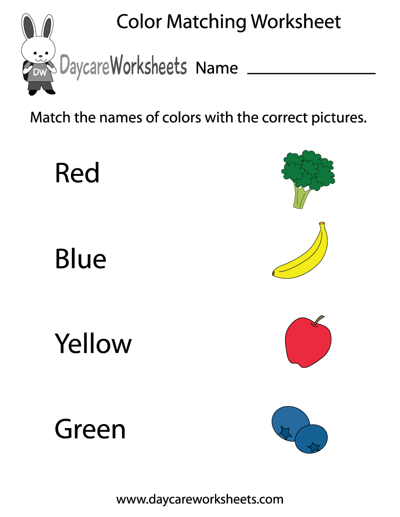 Free Preschool Color Matching Worksheet with Colors Worksheets For Preschoolers Free Printables