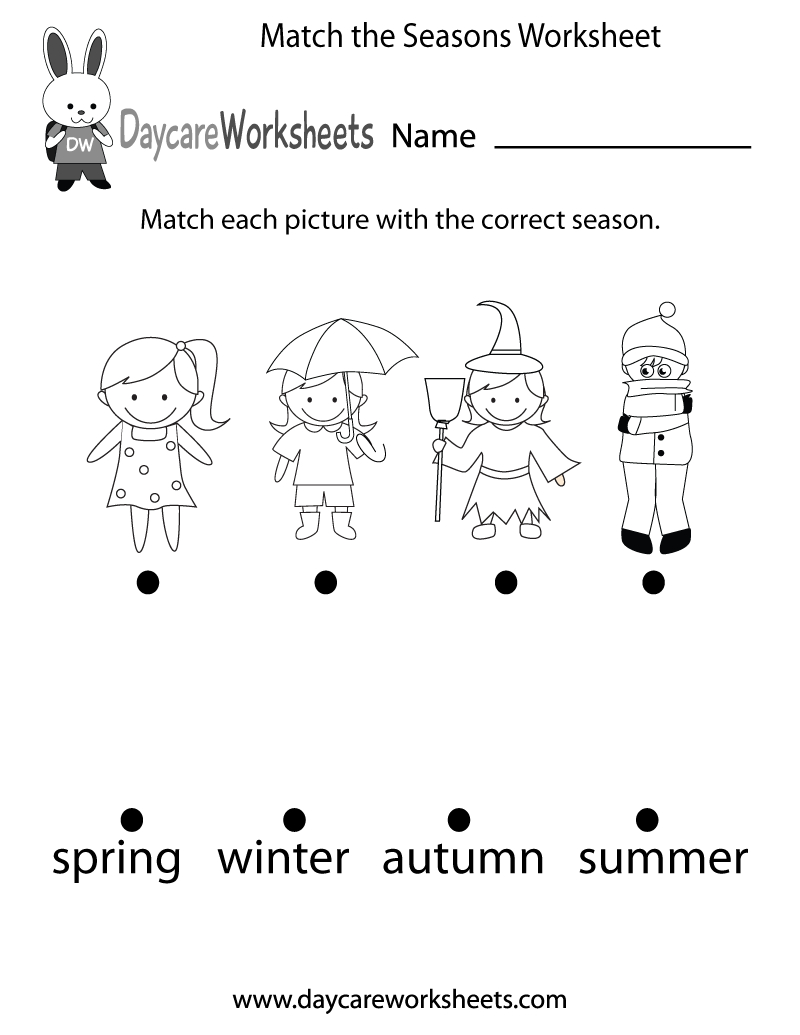 Free Preschool Match The Seasons Worksheet within Free Printable Seasons Worksheets For Kindergarten