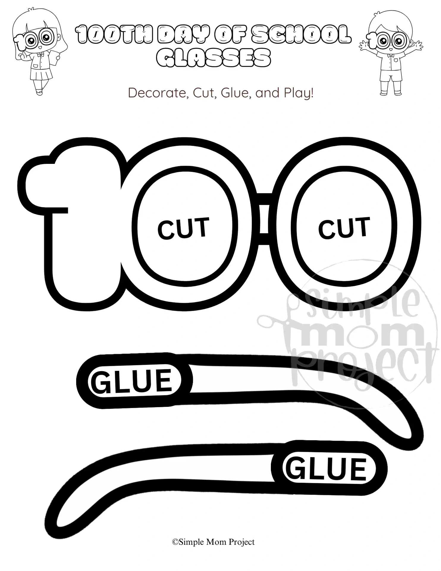 Free Printable 100Th Day Of School Glasses Template - Simple Mom pertaining to 100Th Day Of School Printable Glasses Free
