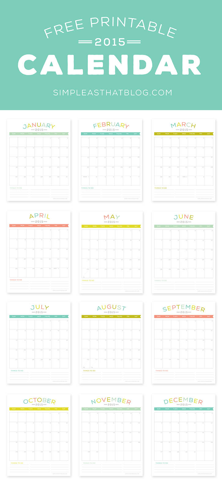 Free Printable 2015 Calendars throughout Free Printable Diary 2015