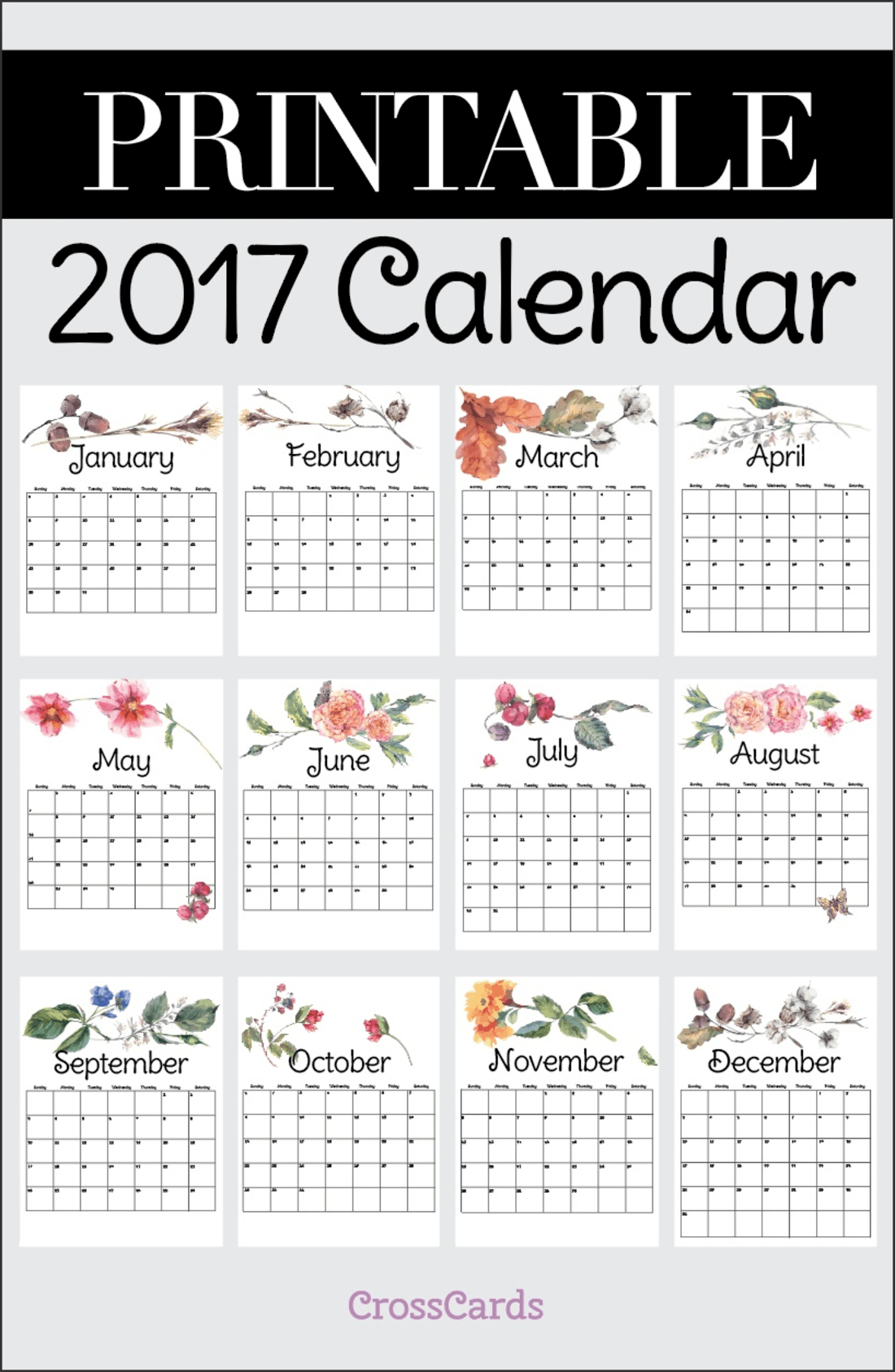 Free Printable 2017 Calendar Printable - Download Free in Free 2017 Printable
