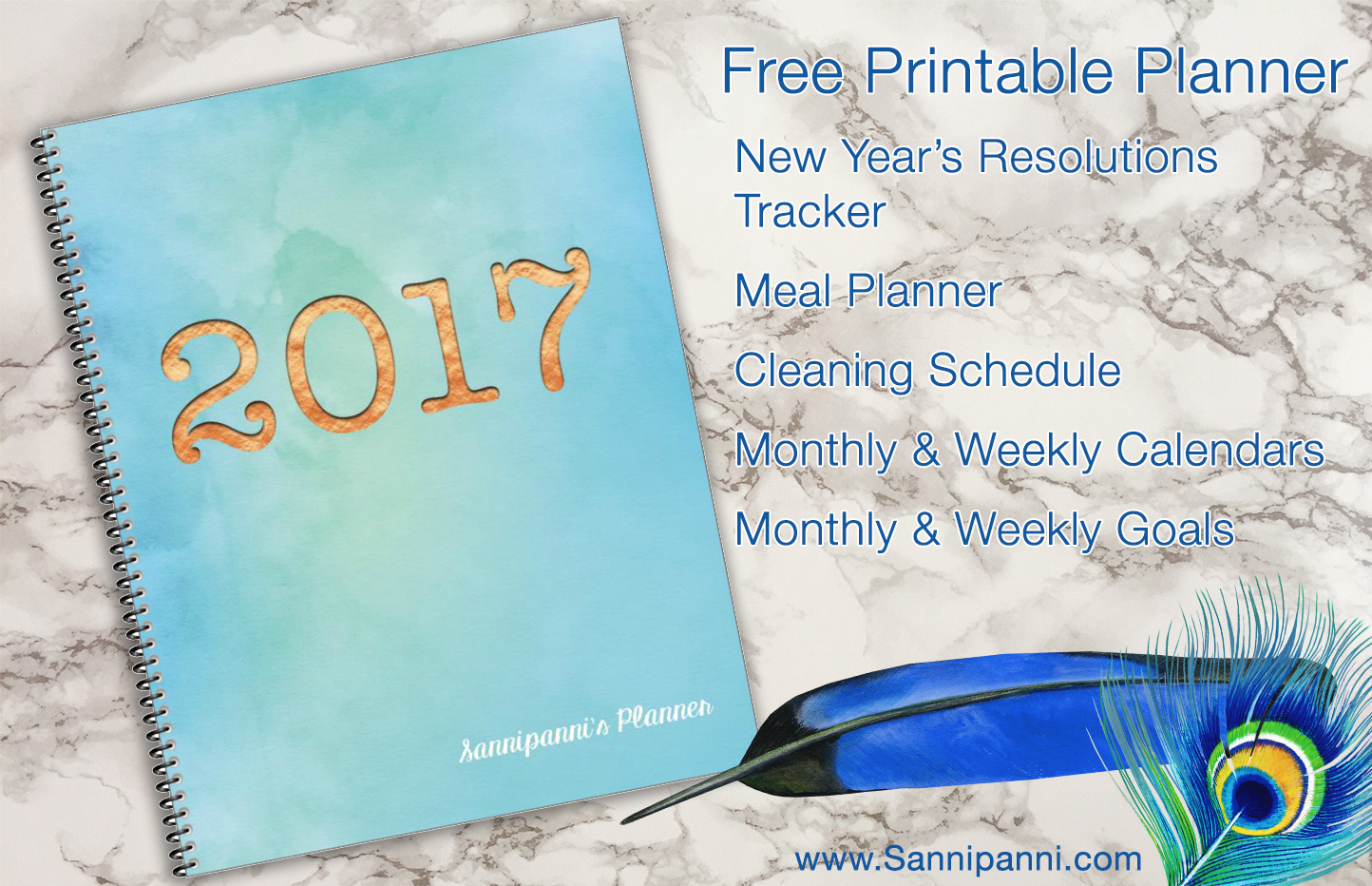 Free Printable 2017 Planner – Sannipanni in Free Printable Organizer 2017