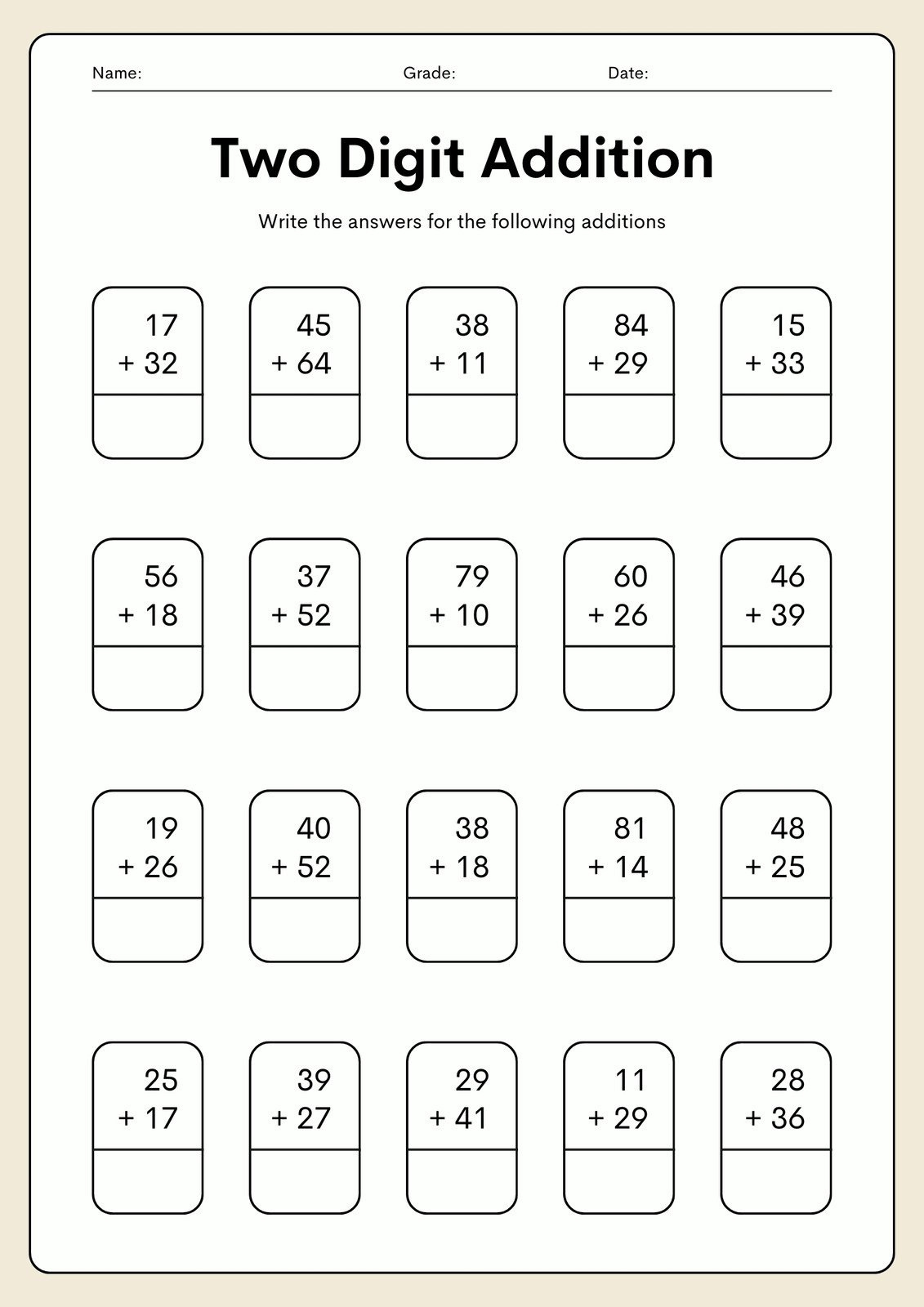 Free Printable 2Nd Grade Math Worksheets | Canva inside Free Printable Second Grade Worksheets