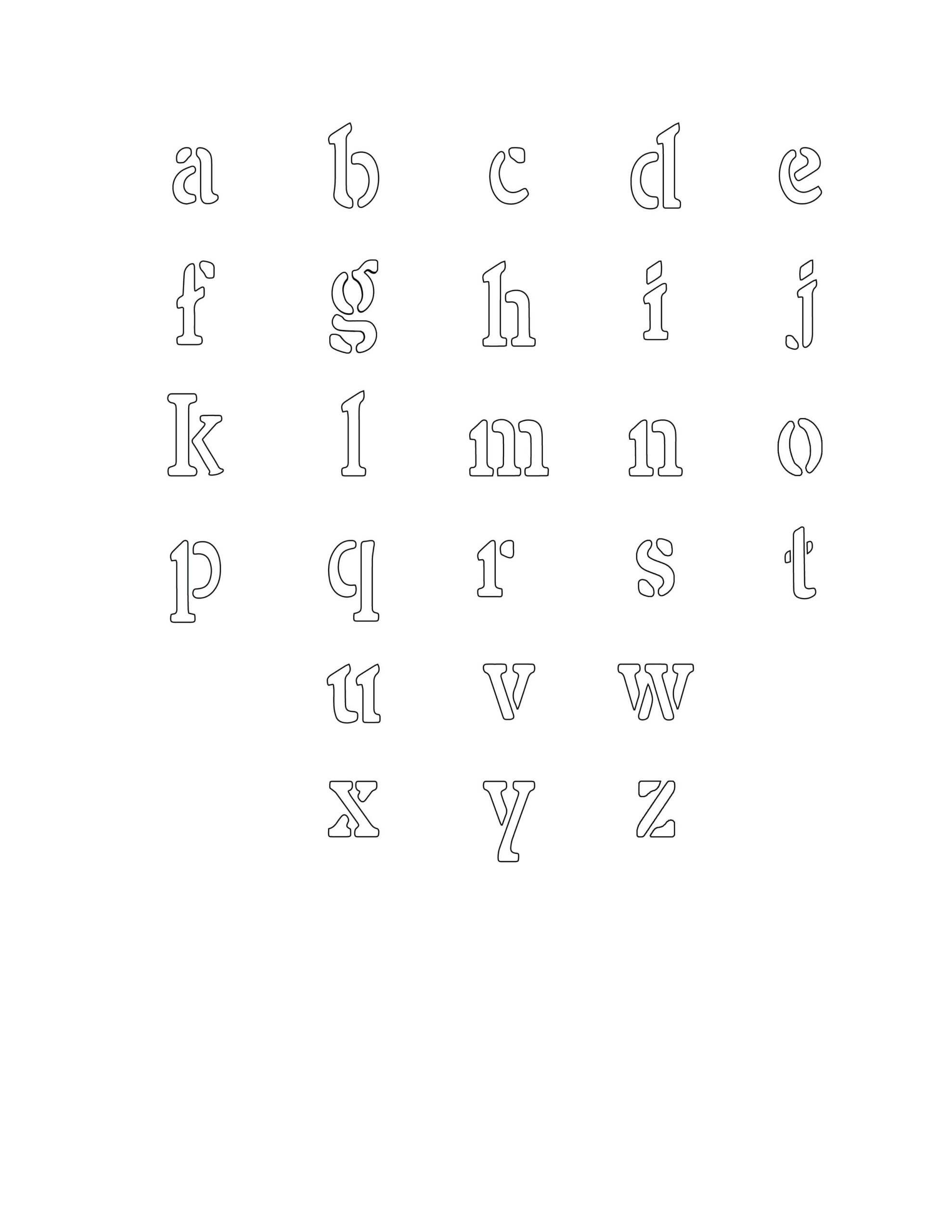 Free Printable Alphabet Stencils Templates: Lowercase inside Free Printable Cut Out Letter Stencils