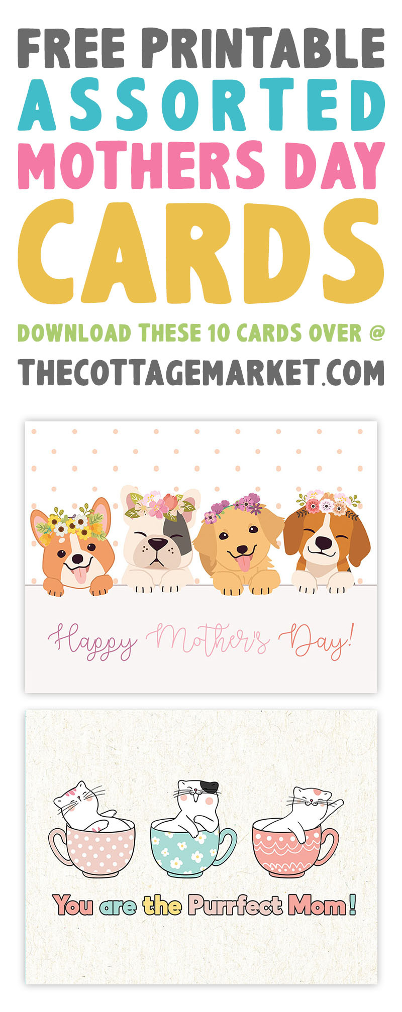 Free Printable Assorted Mother'S Day Cards - The Cottage Market for Free Printable Mothers Day Card From Dog