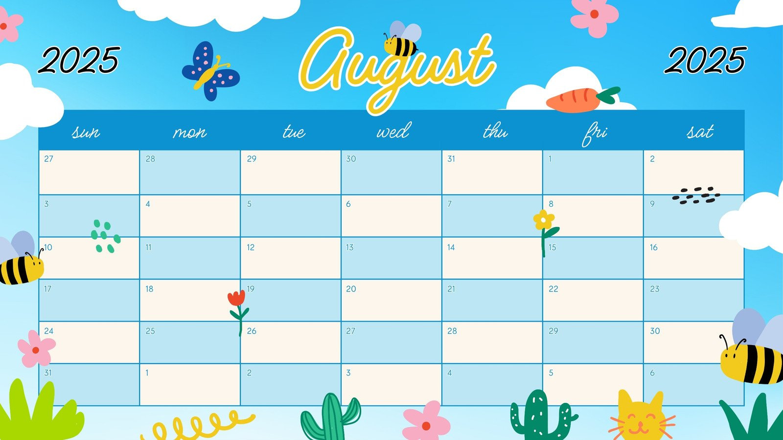Free Printable August 2026 Calendar Templates | Canva pertaining to Free Printable Clipart For August