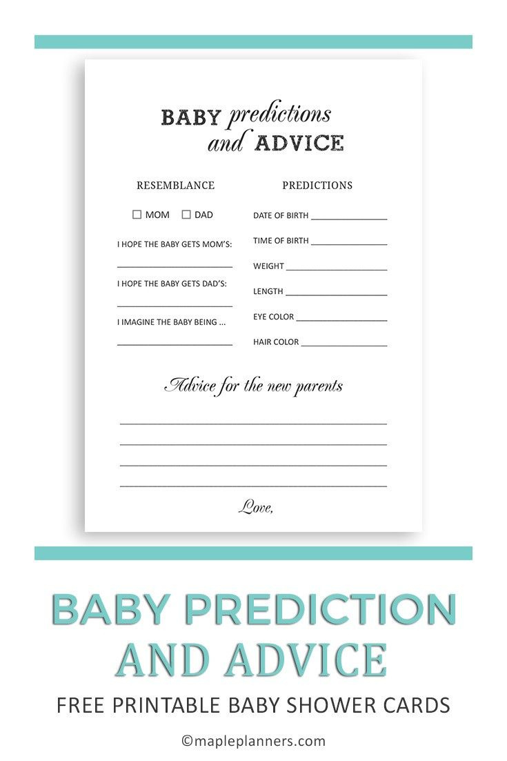 Free Printable Baby Prediction And Advice Cards | Baby Shower Games throughout Baby Prediction And Advice Cards Free Printable