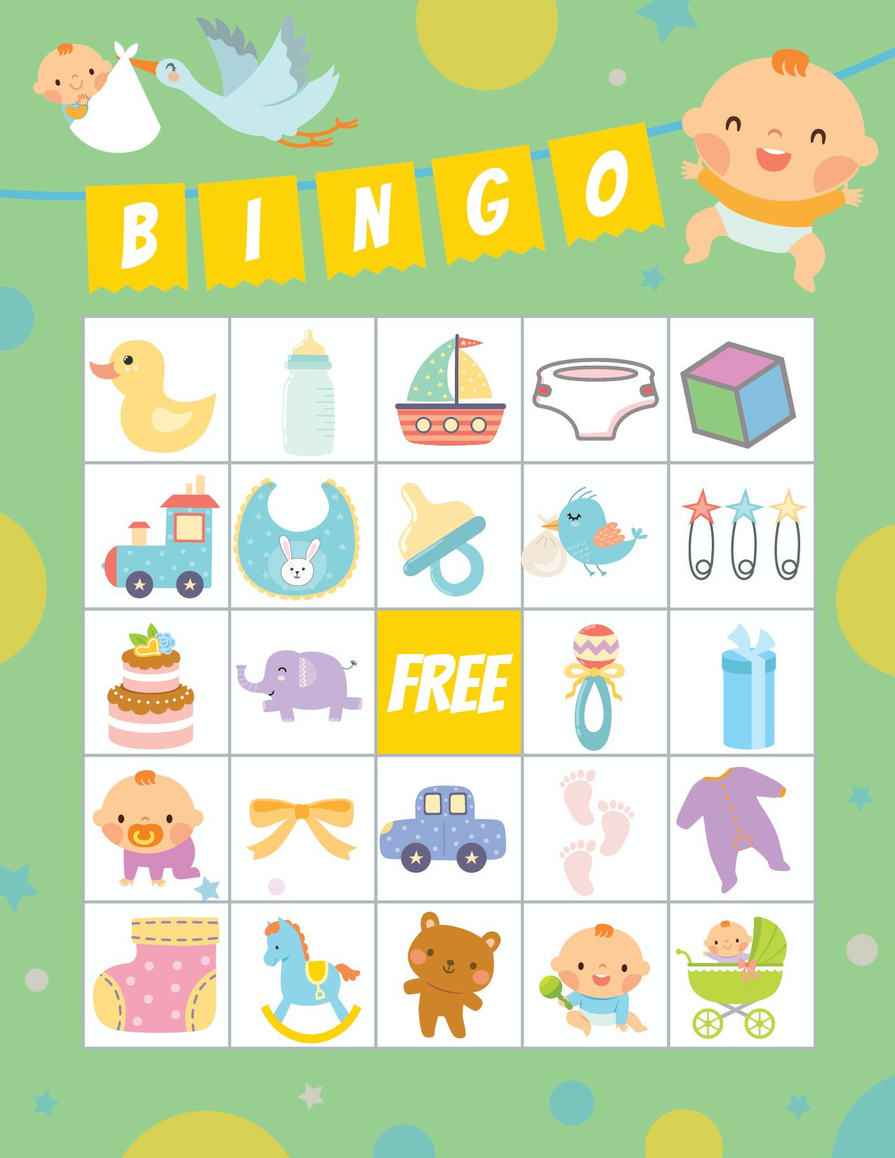 Free Printable Baby Shower Bingo (40 Cards) - Play Party Plan inside Free Printable Baby Shower Bingo Cards Pdf