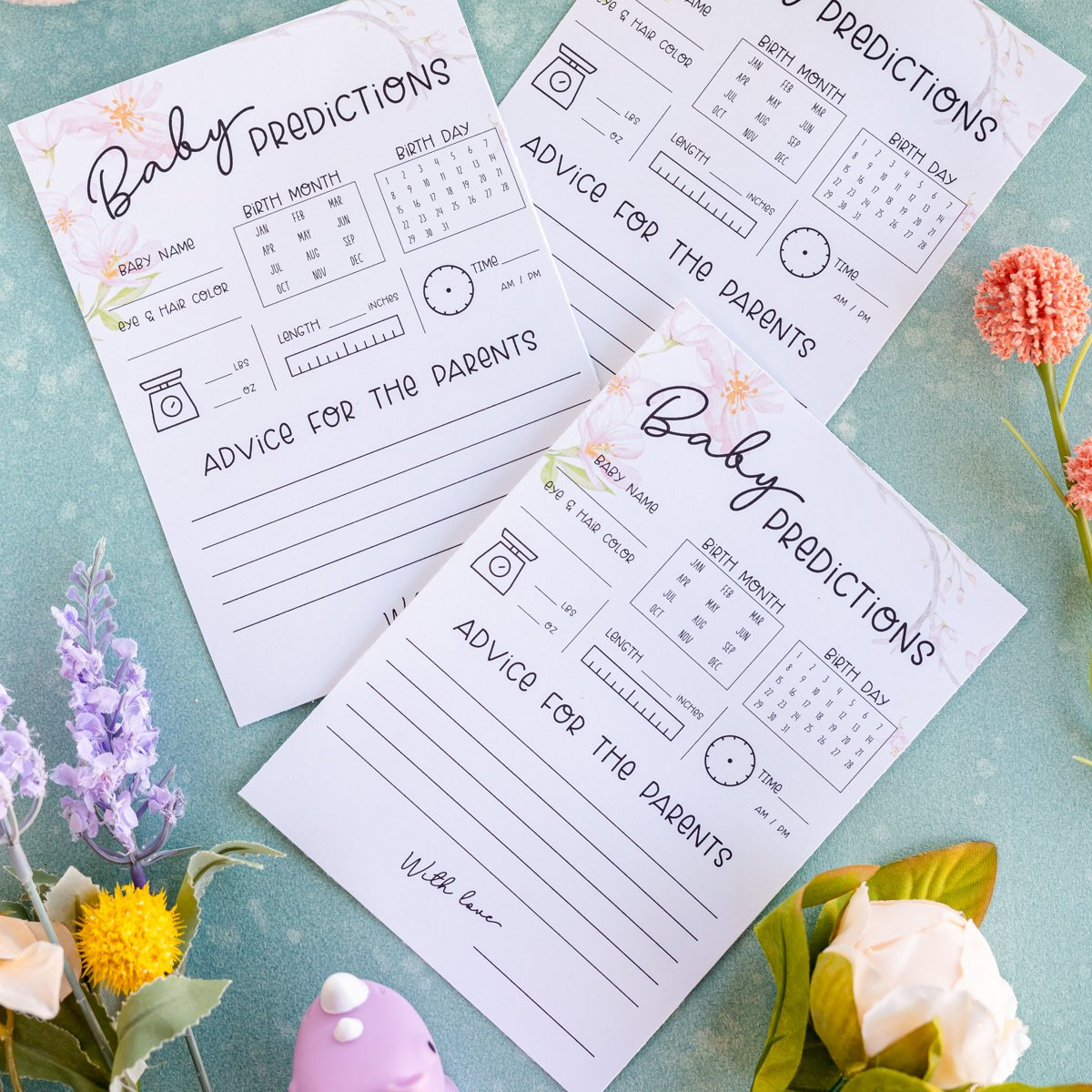 Free Printable Baby Shower Predictions & Advice Cards within Free Printable Advice Cards For Baby Shower Template