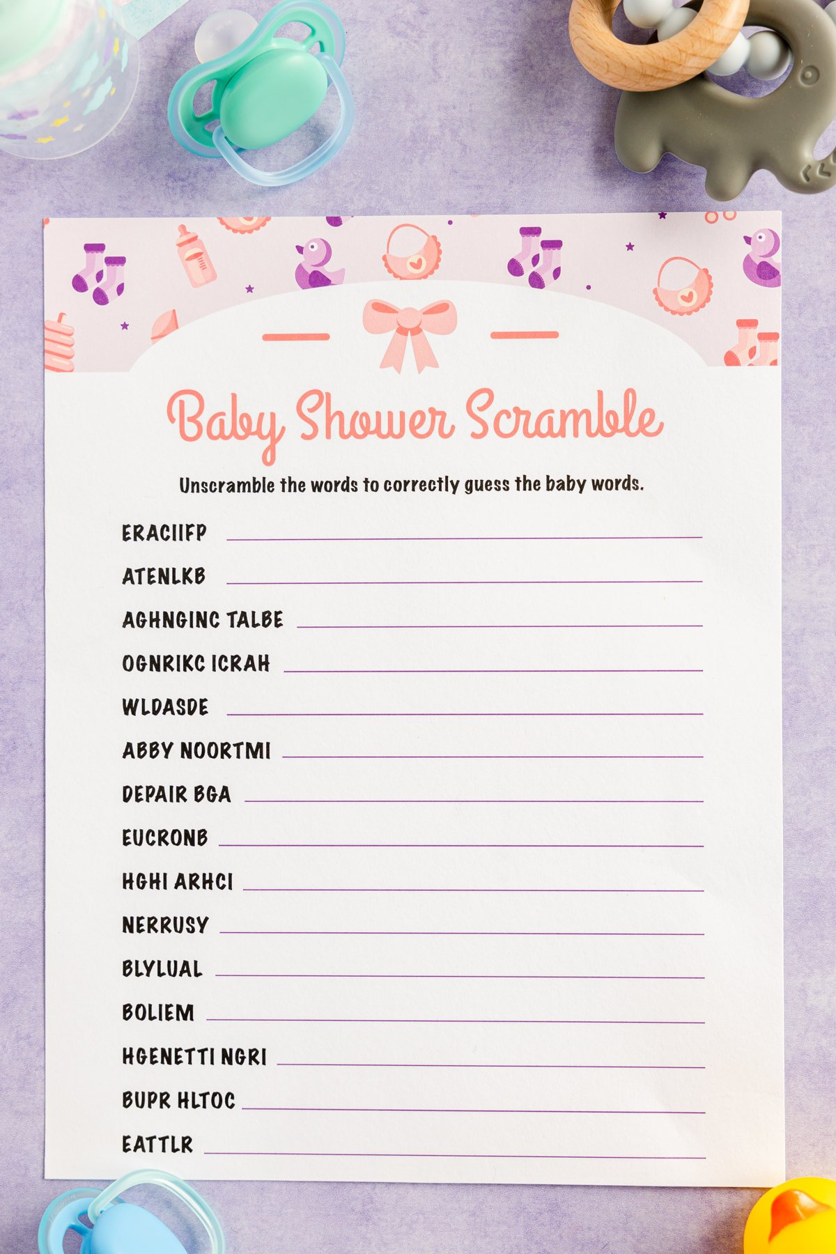 Free Printable Baby Shower Word Scramble - Play Party Plan for Free Printable Online Baby Shower Games