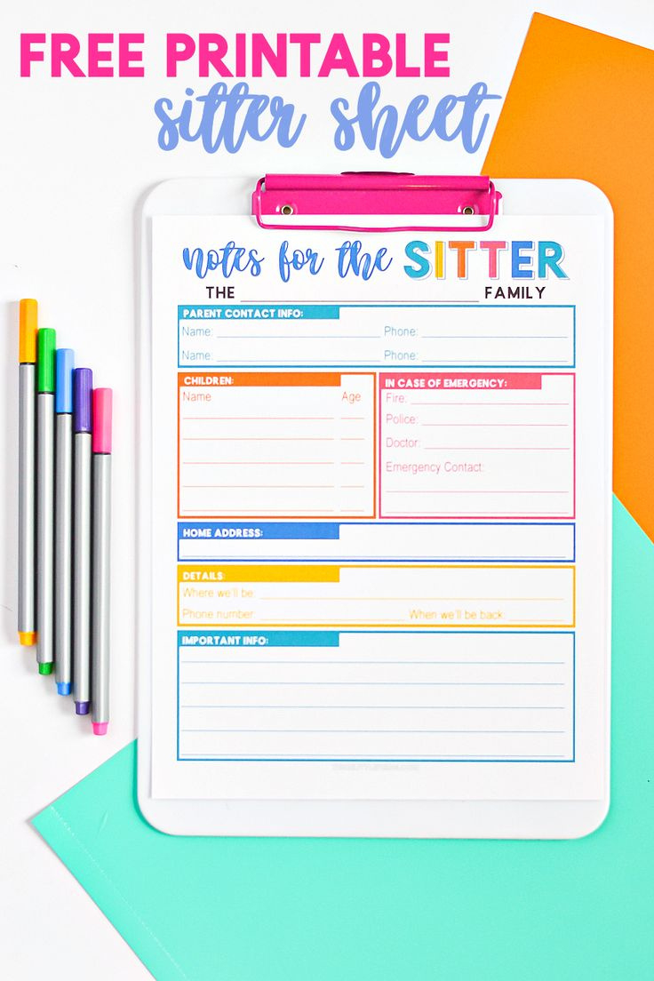 Free Printable Baby Sitter Note Sheet throughout Babysitter Notes Free Printable